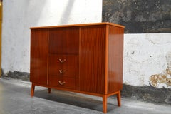 Vintage Swedish Mid-Century Modern Mahogany Cabinet Drop Leaf Desk Secretary