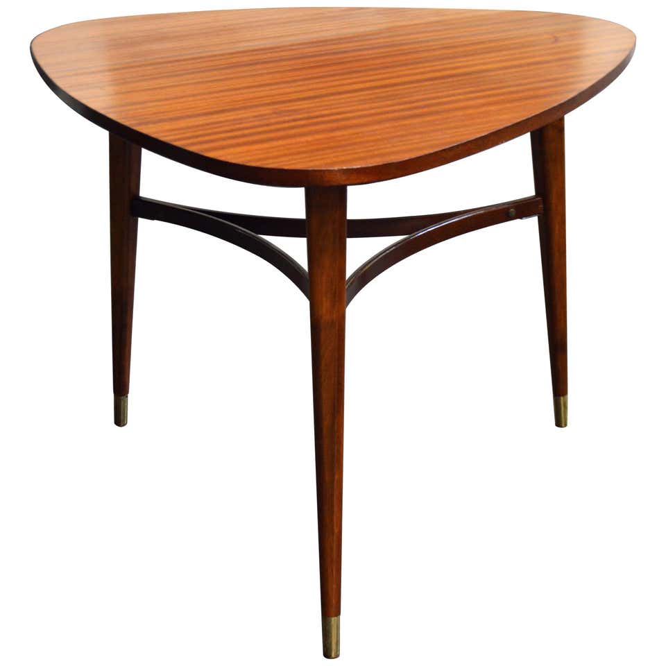 Two-Tier MId-Century Modern End Table in Ribbon Mahogany at 1stDibs