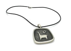 Vintage Swedish Mid-Century Modern Pewter Pendant Lama with Moon