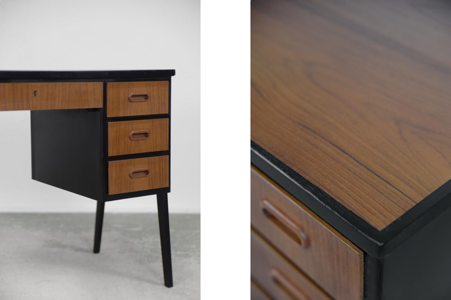 Vintage Swedish Mid-Century Modern Scandinavian Teak Wood Desk with Drawers 1