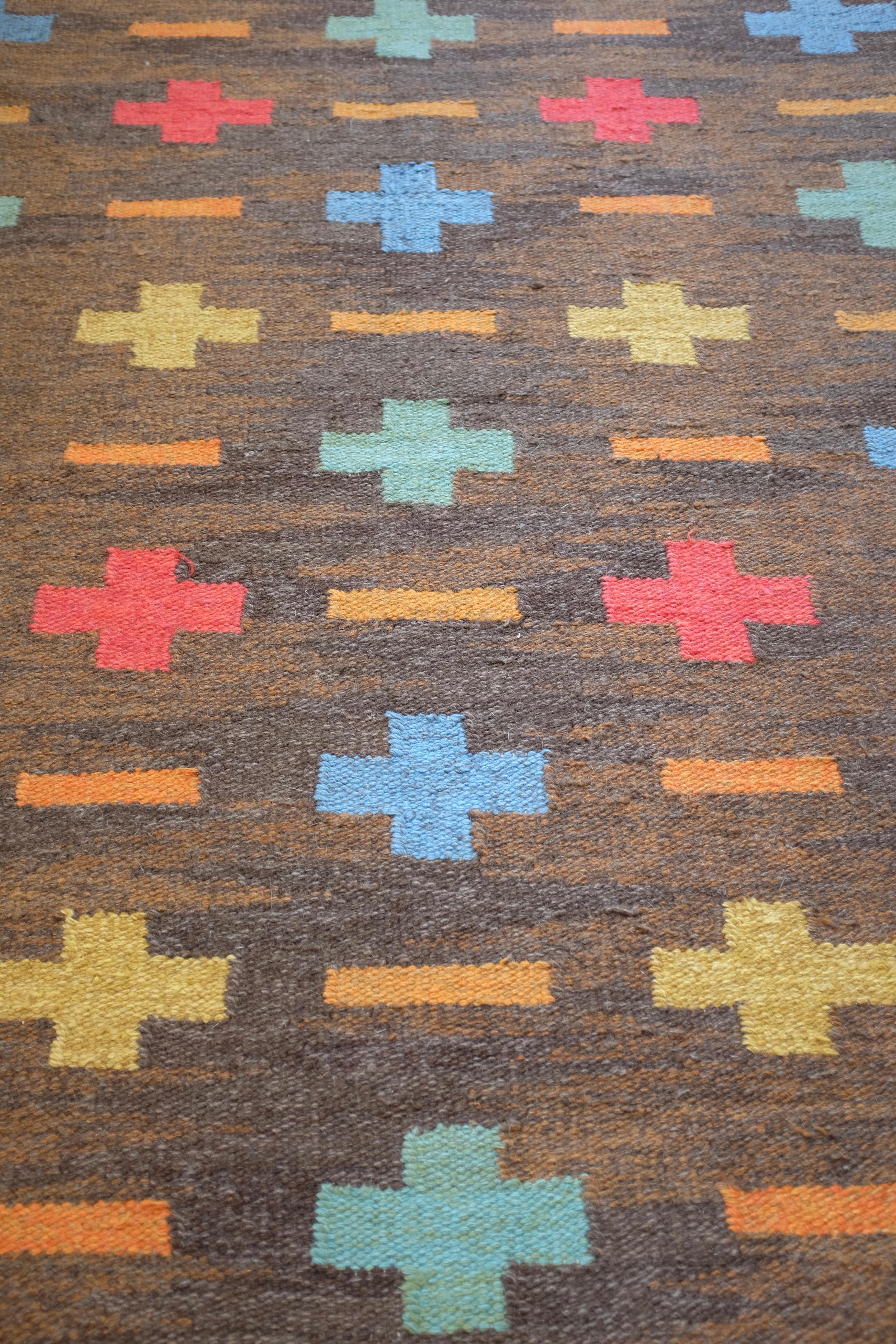 Suédois Vintage Swedish Mid-century rug en vente