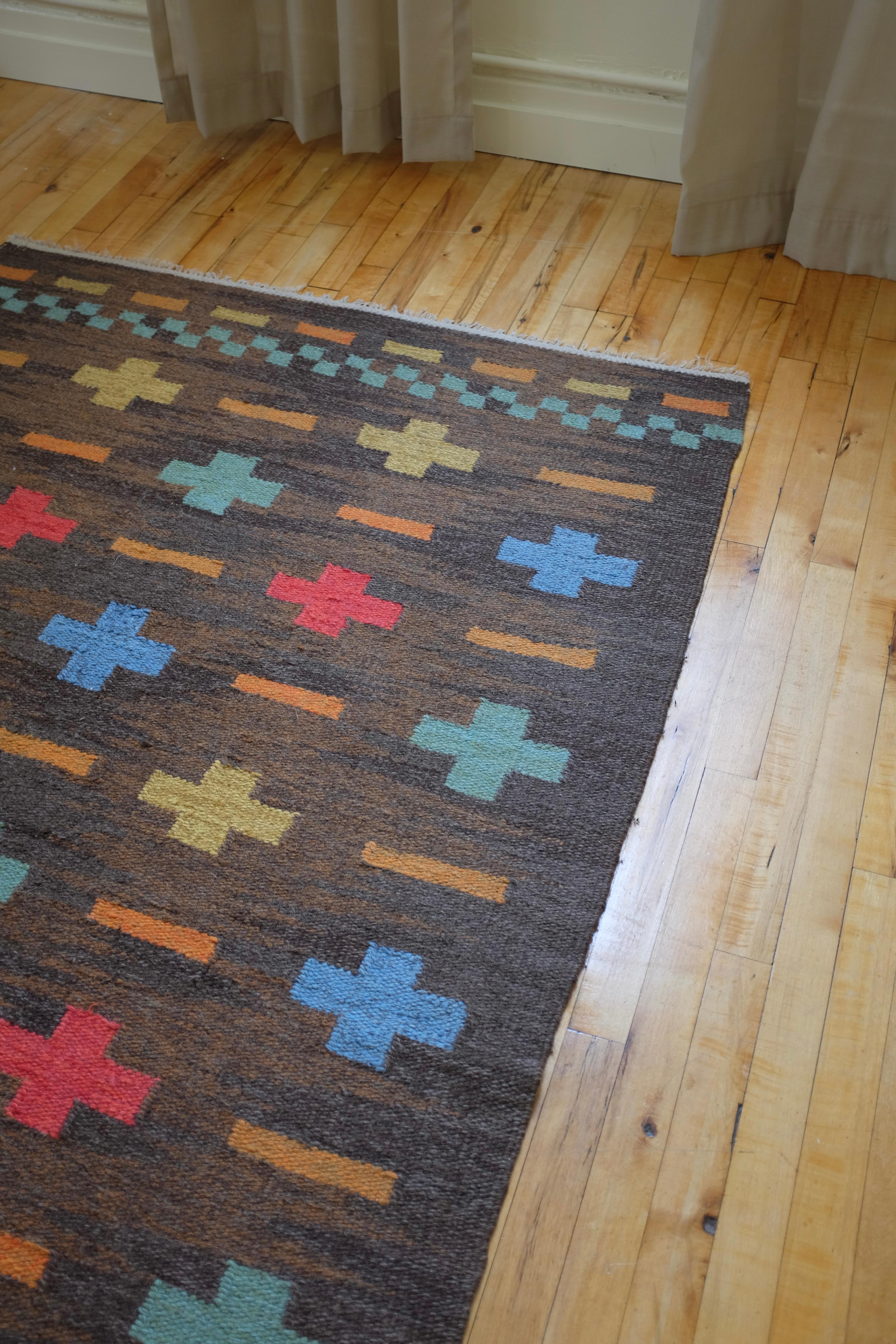 Laine Vintage Swedish Mid-century rug en vente