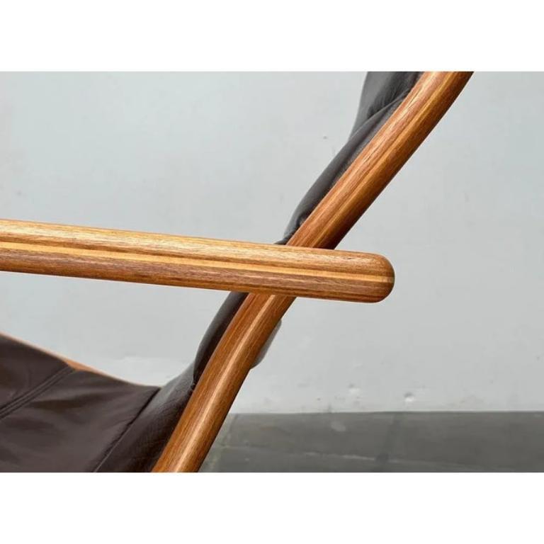 Cuir Chaise longue en hêtre Lamello, modèle suédois, Yngve Ekström, 1970 en vente