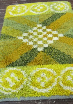 Vintage Swedish Modern Abstract Shag Rug