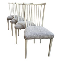 Vintage Swedish Modern Gustavian Dining Chairs - Fully Restored Set of Four