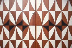 Vintage Swedish Modern Mahogany Cabinet with Hand Painted Pattern, 1960s