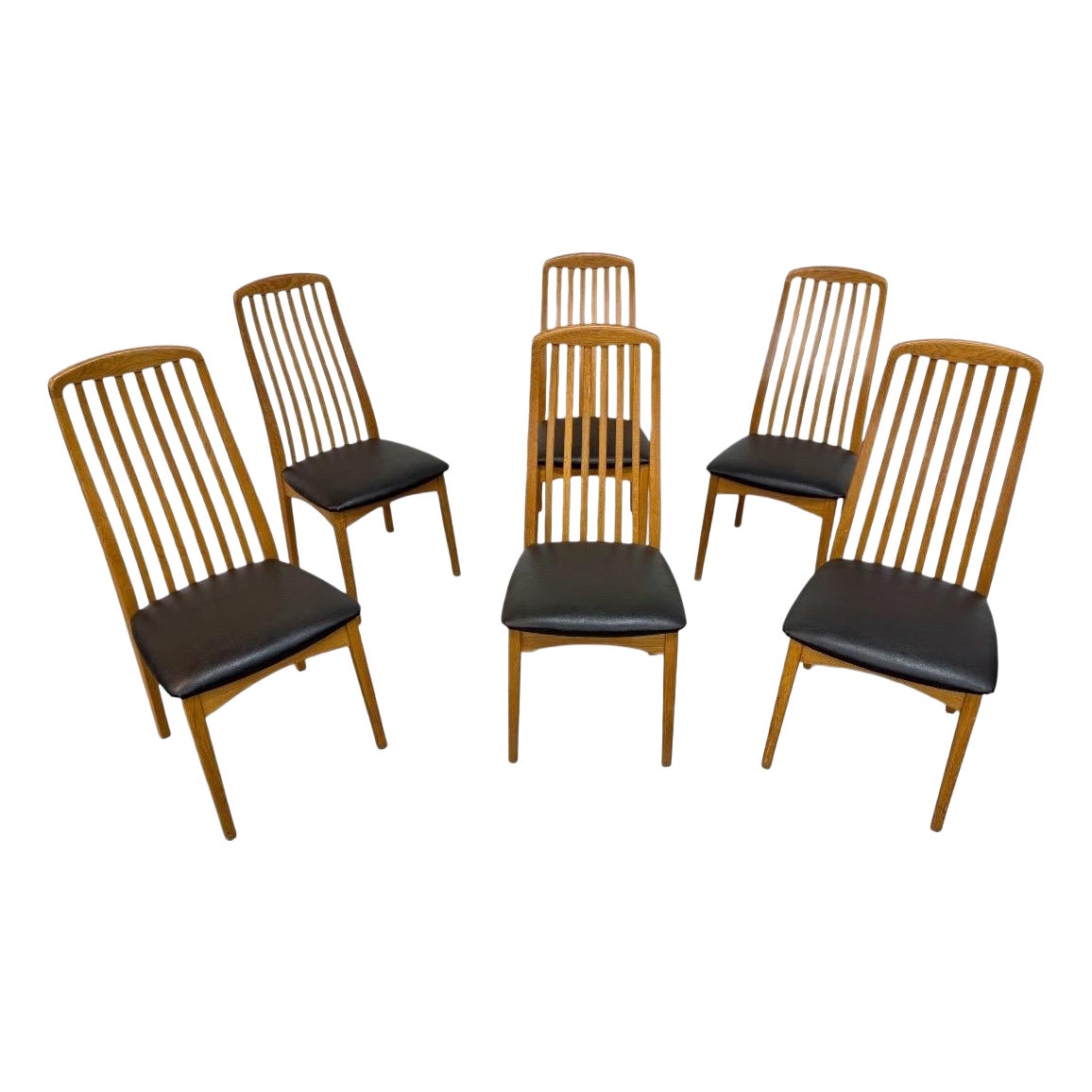 Vintage Swedish Modern Oak Dining Chairs - Set of 6 For Sale