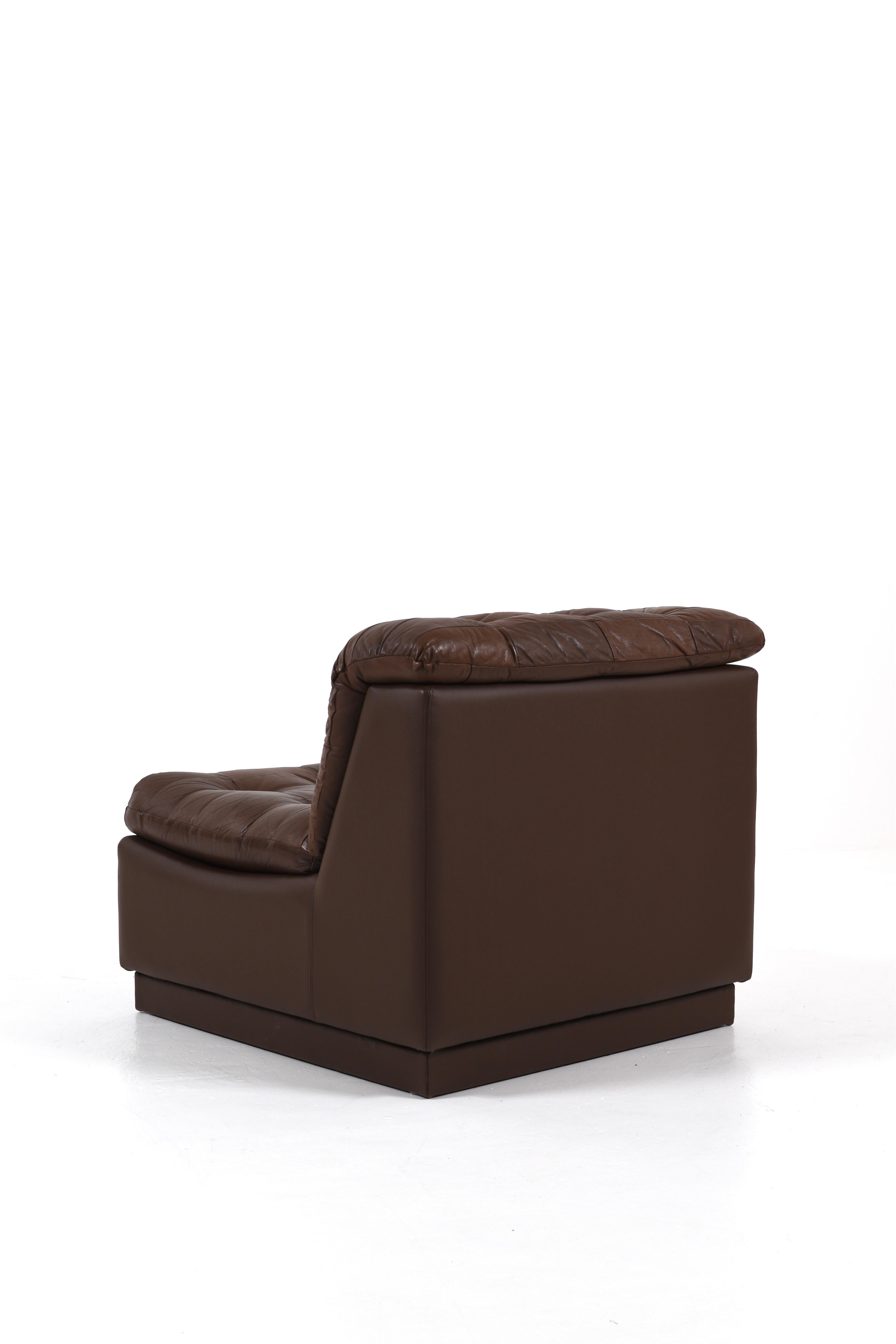 Vintage Swedish Modular Brown Leather Sectional Sofa, 1970s in vendita 5