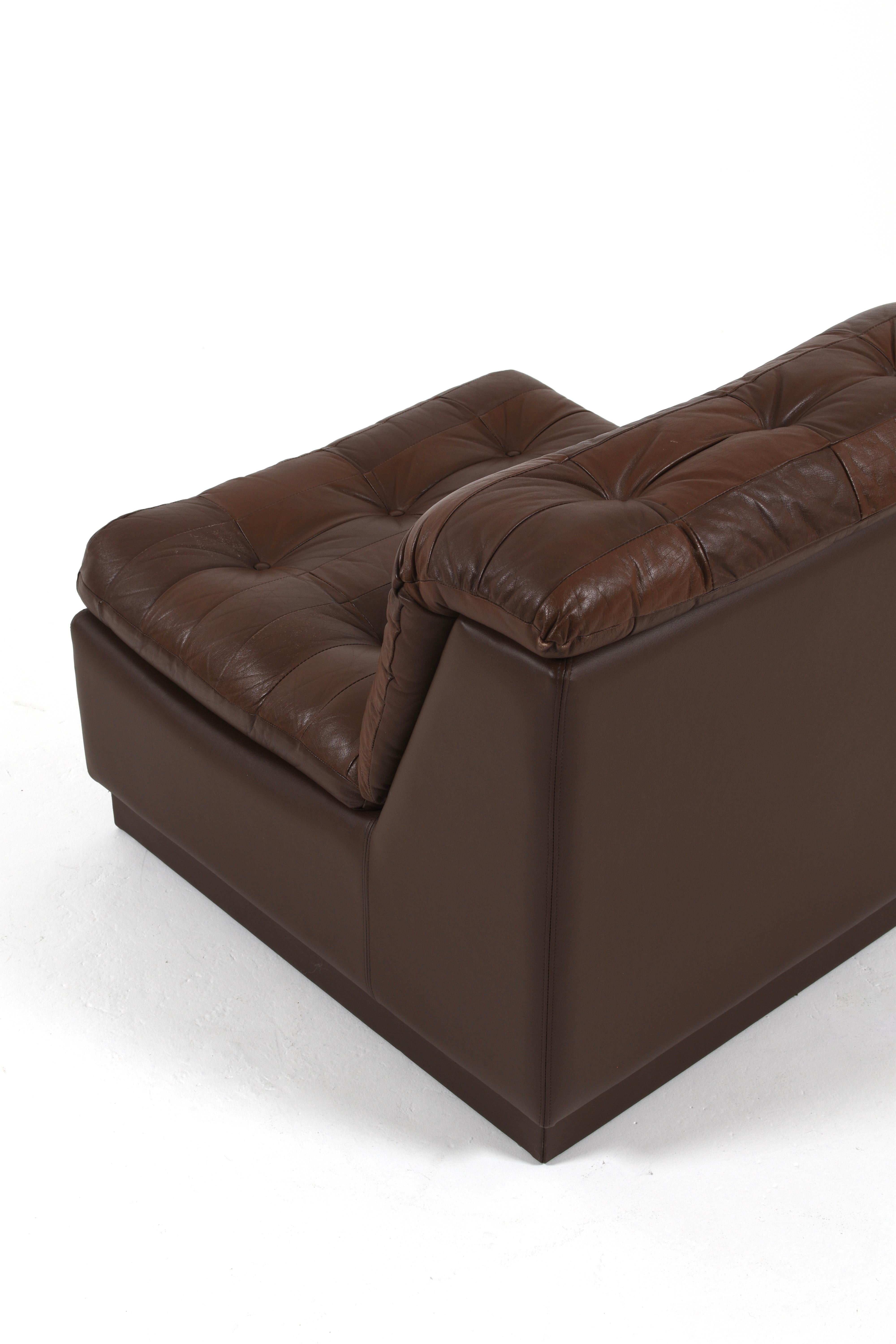 Vintage Swedish Modular Brown Leather Sectional Sofa, 1970s in vendita 2