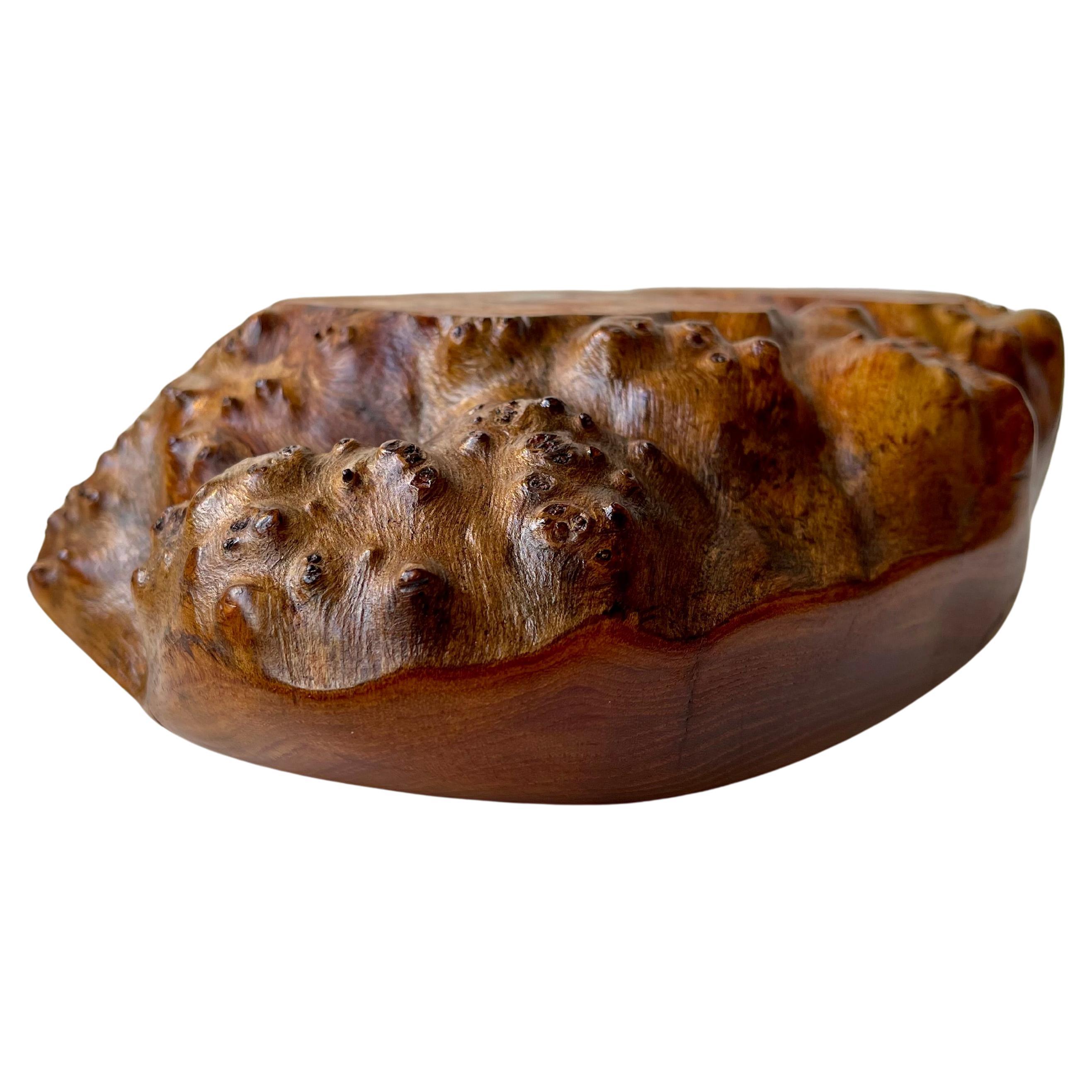 Cuenco sueco vintage de borde natural en olmo de Burl