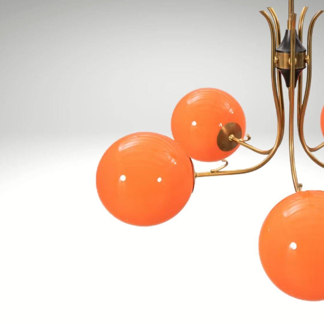 Araña sueca vintage de cristal naranja, años 70, Iluminación moderna de mediados de siglo finales del siglo XX en venta