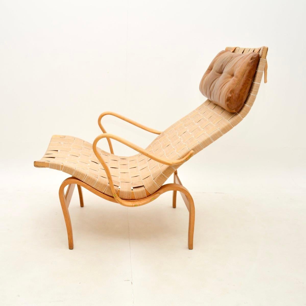 Mid-20th Century Vintage Swedish Pernilla Armchair by Bruno Mathsson for Dux For Sale
