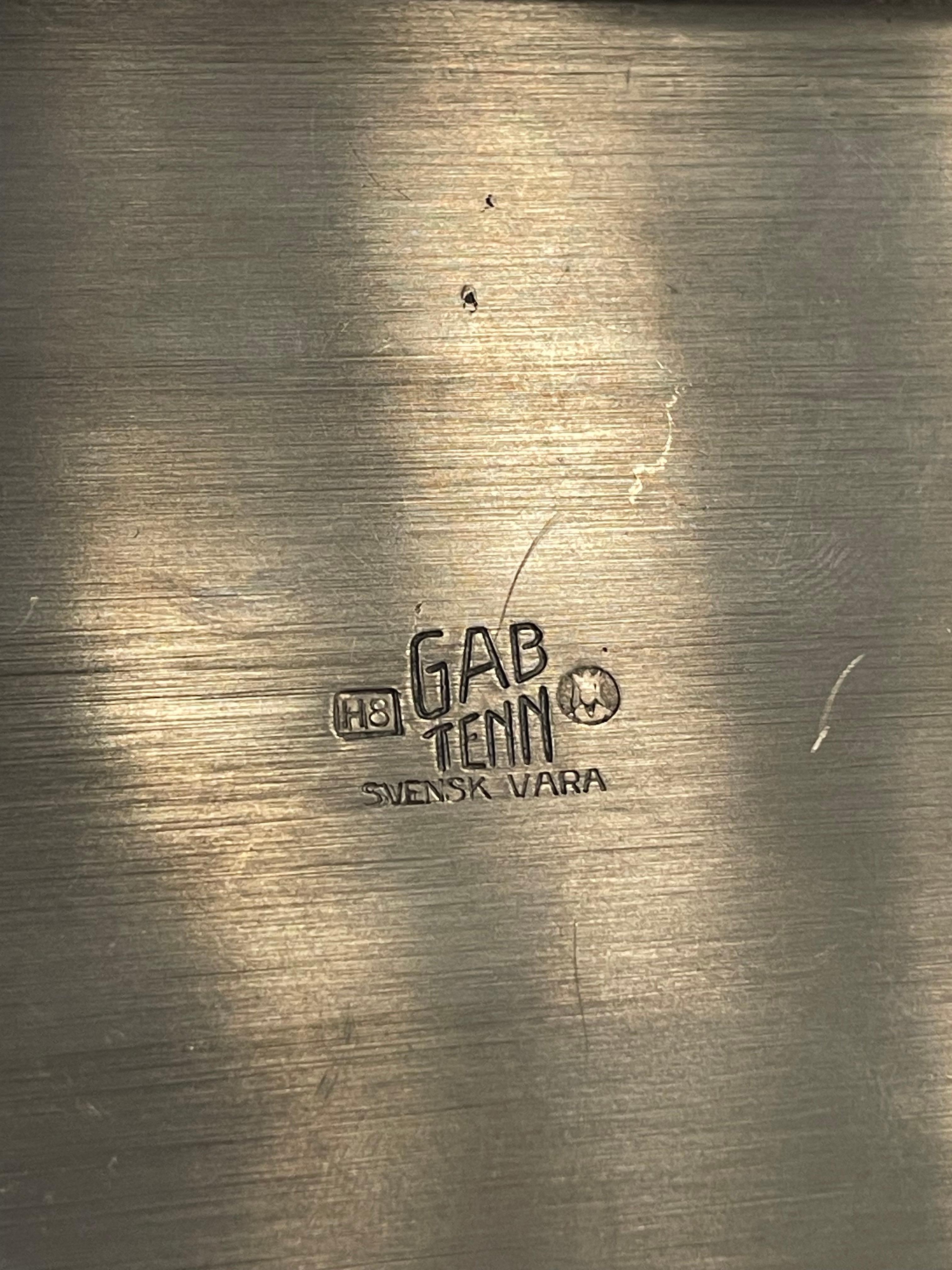 Boîte à cigares suédoise élégante en étain par GAB (Guldsmedsaktiebolaget), 1934 en vente 2