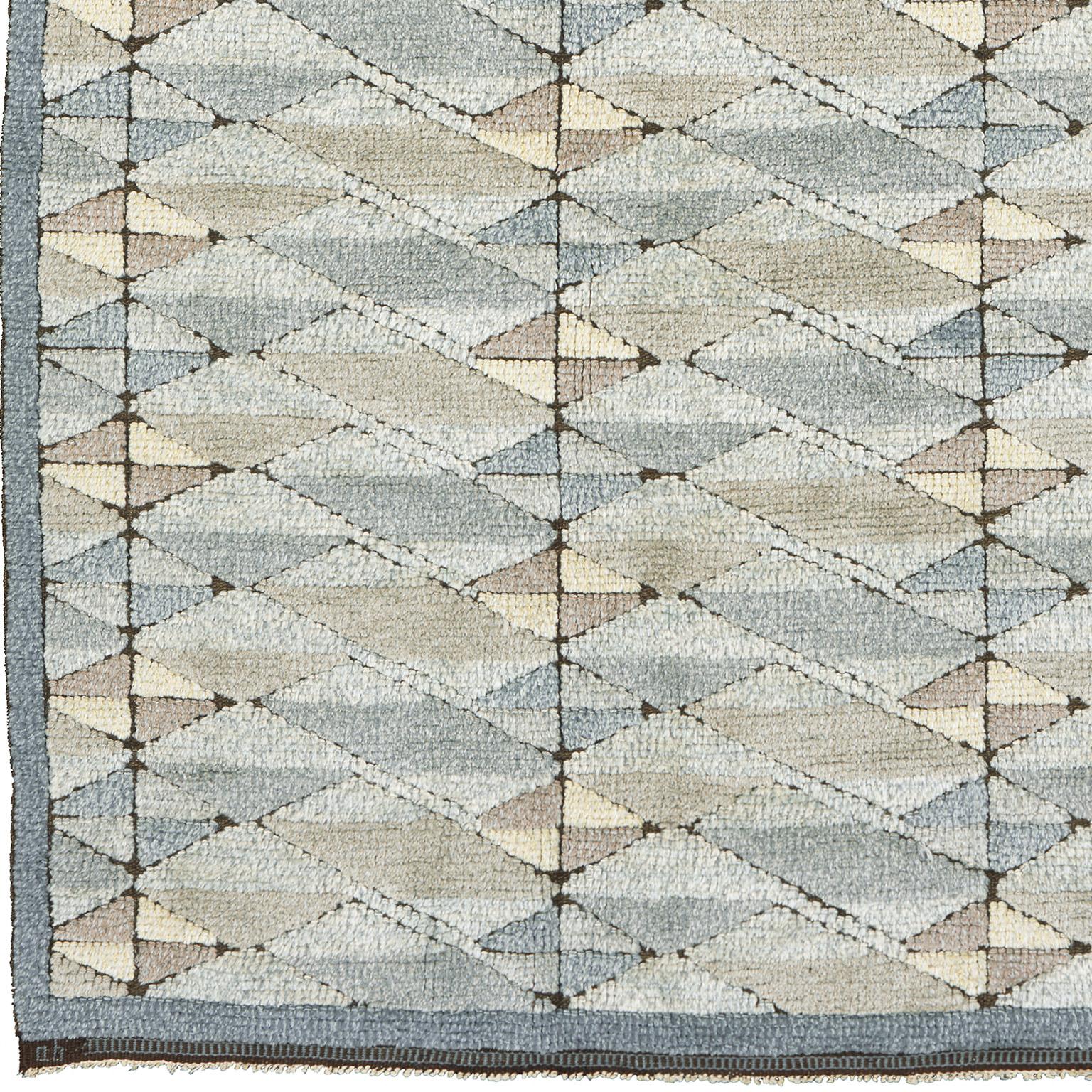 Vintage Swedish pile rug by Brita Grahn
Sweden, circa 1940-1950.
Initialled: ah.
Signed: Brita Grahn
Handwoven.