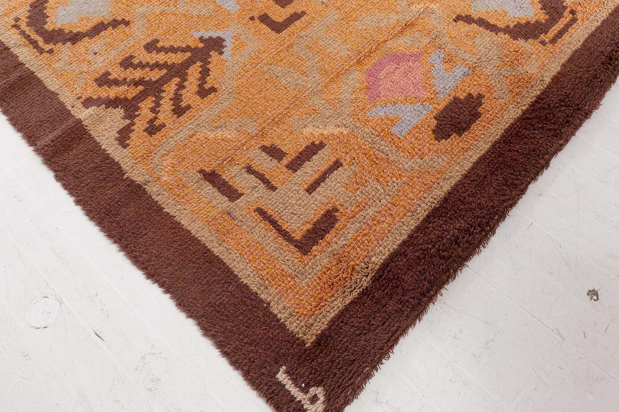 Vintage Swedish Pile Rya Rug by Jarvenpaa In Good Condition In New York, NY