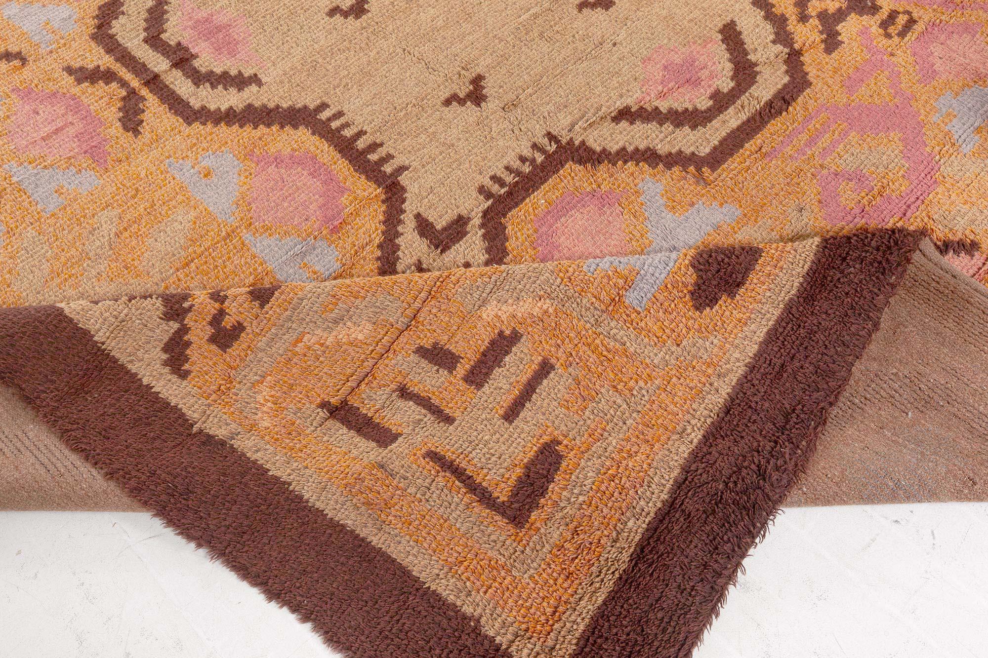 Wool Vintage Swedish Pile Rya Rug by Jarvenpaa