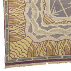 Early 20th Century Light Purple Vintage Swedish Pile Carpet
