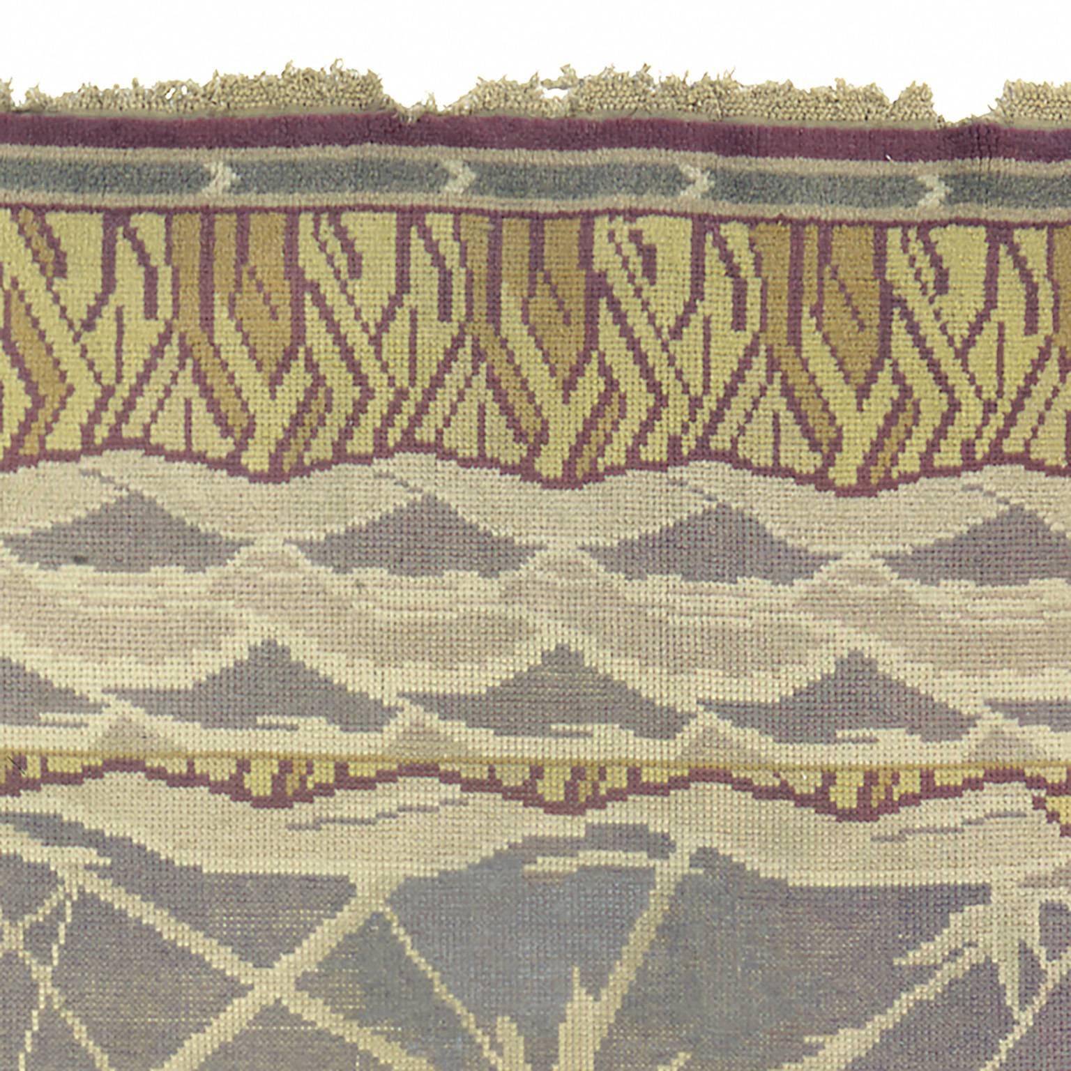Hand-Woven Vintage Swedish Pile Weave Carpet, 1910 For Sale