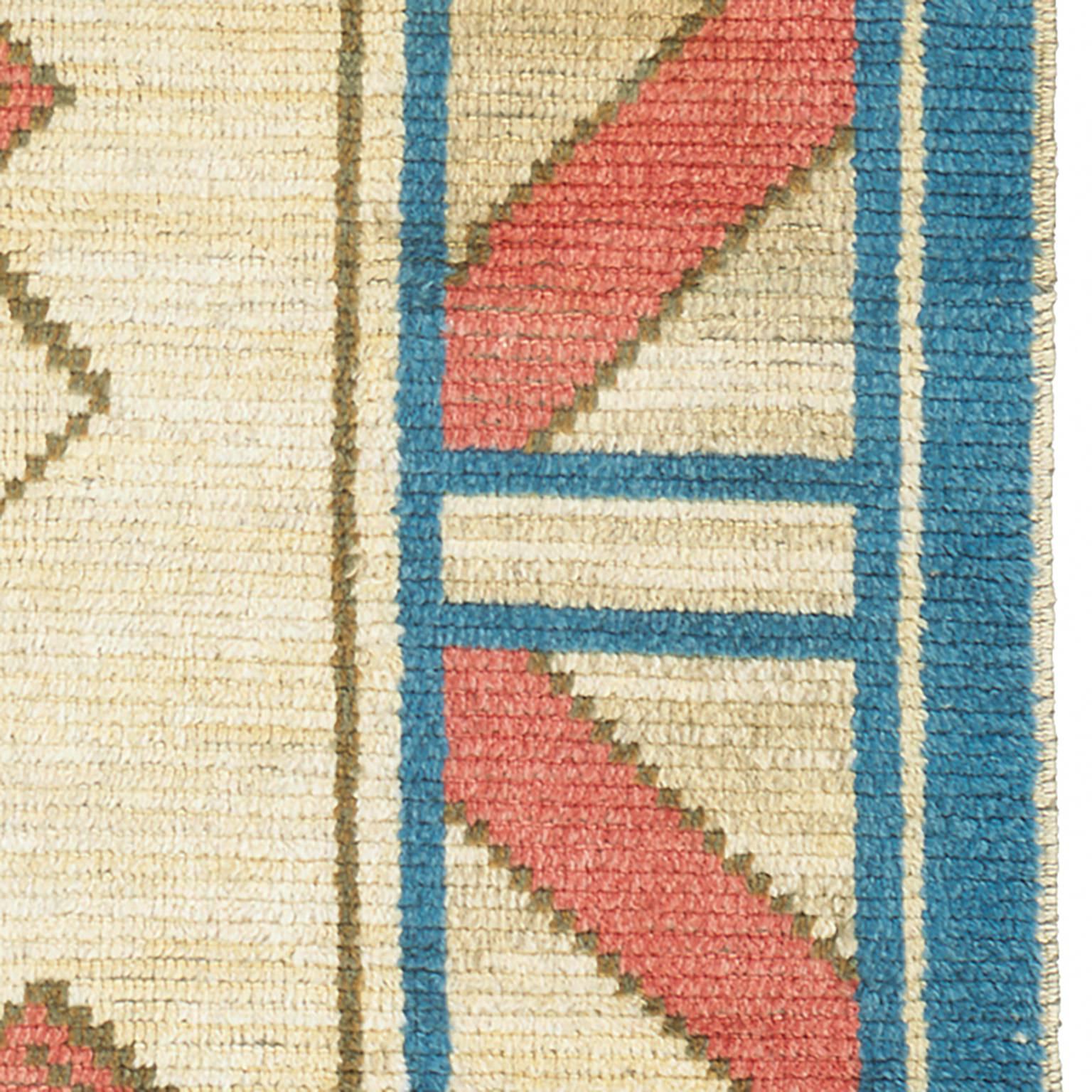 Hand-Woven Vintage Swedish Pile Weave Rug, 1931 For Sale