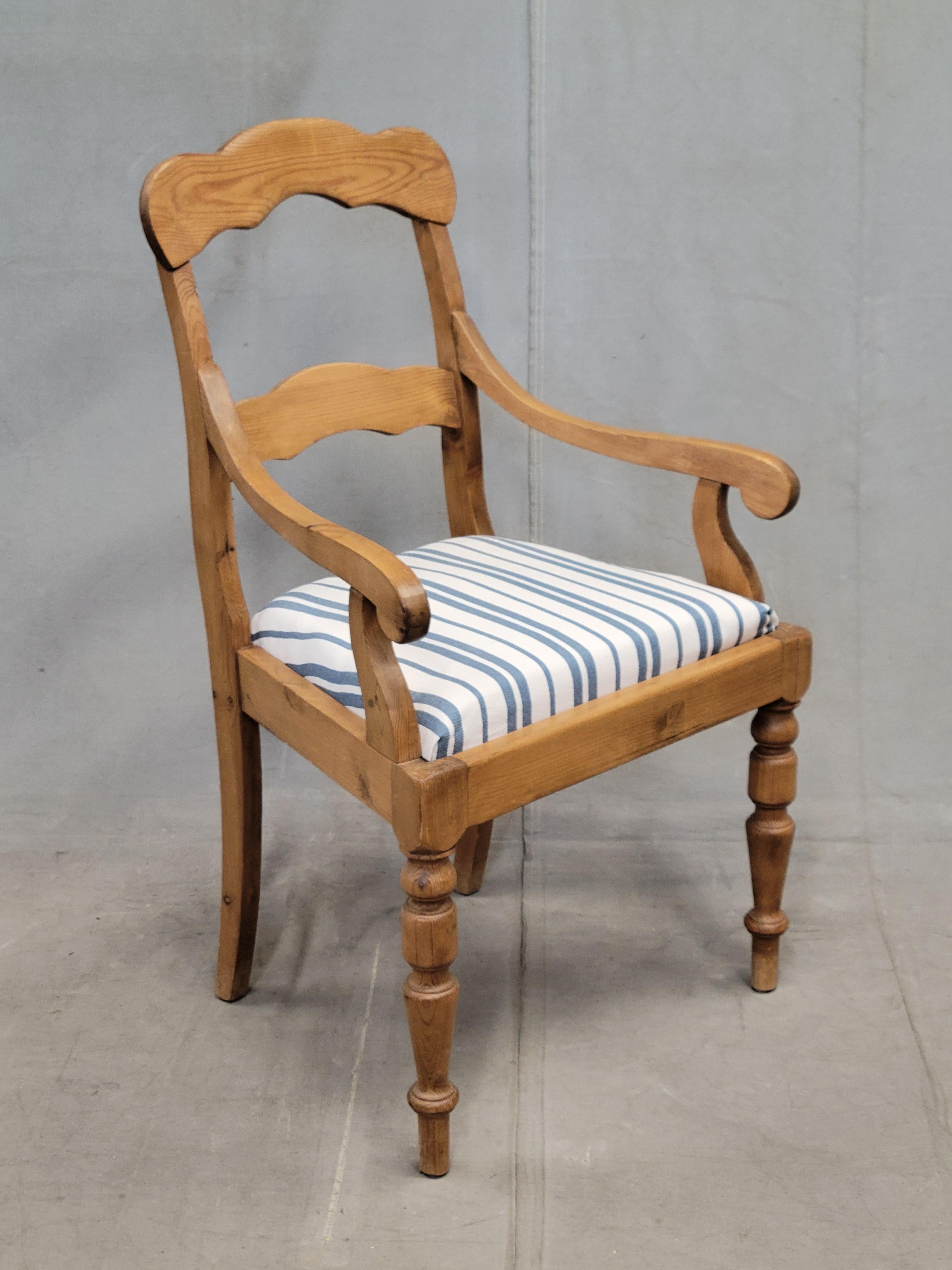 Vintage Swedish Pine Farmhouse Dining Chairs, Set of 6 For Sale 4