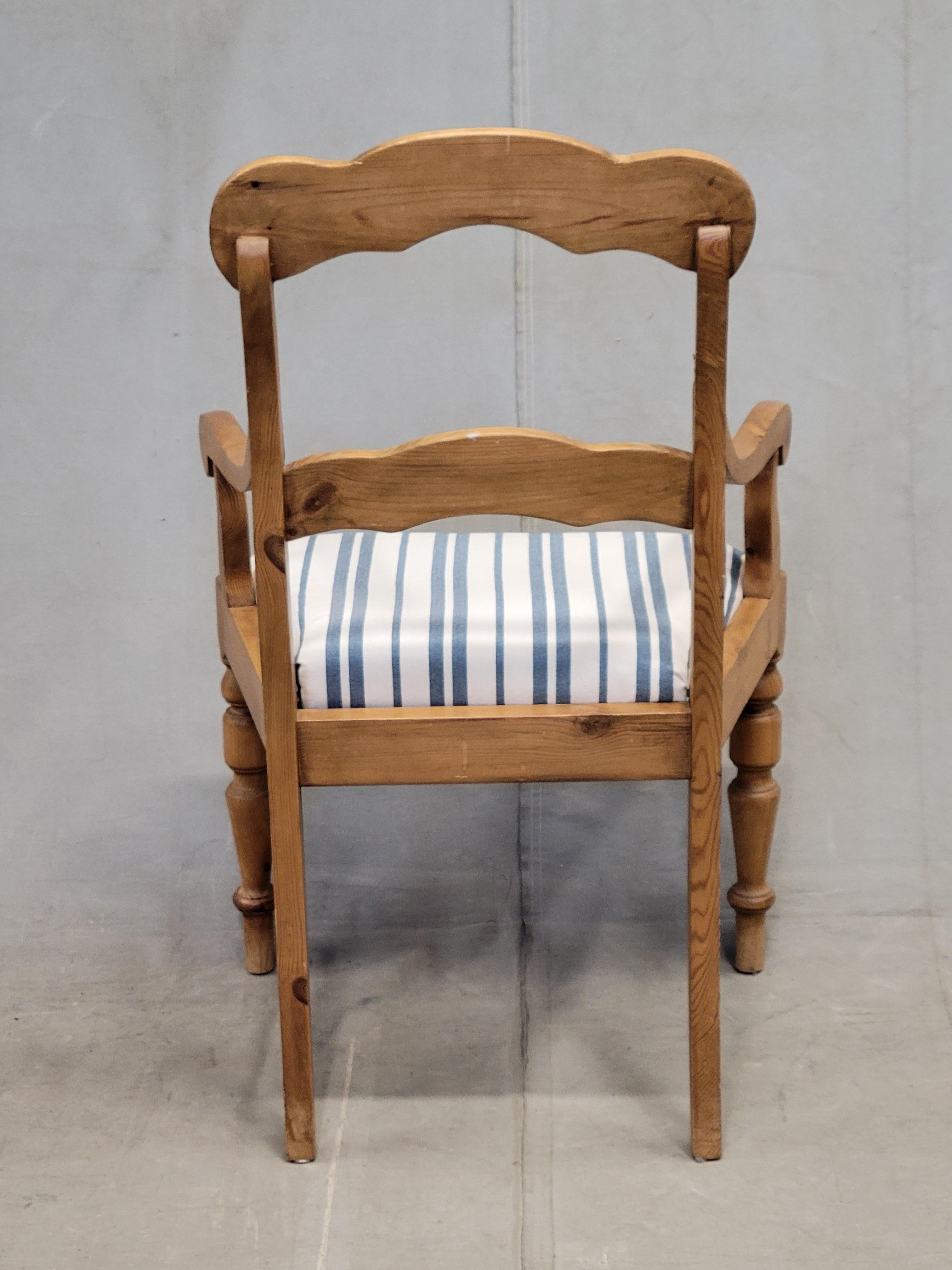 Vintage Swedish Pine Farmhouse Dining Chairs, Set of 6 For Sale 6