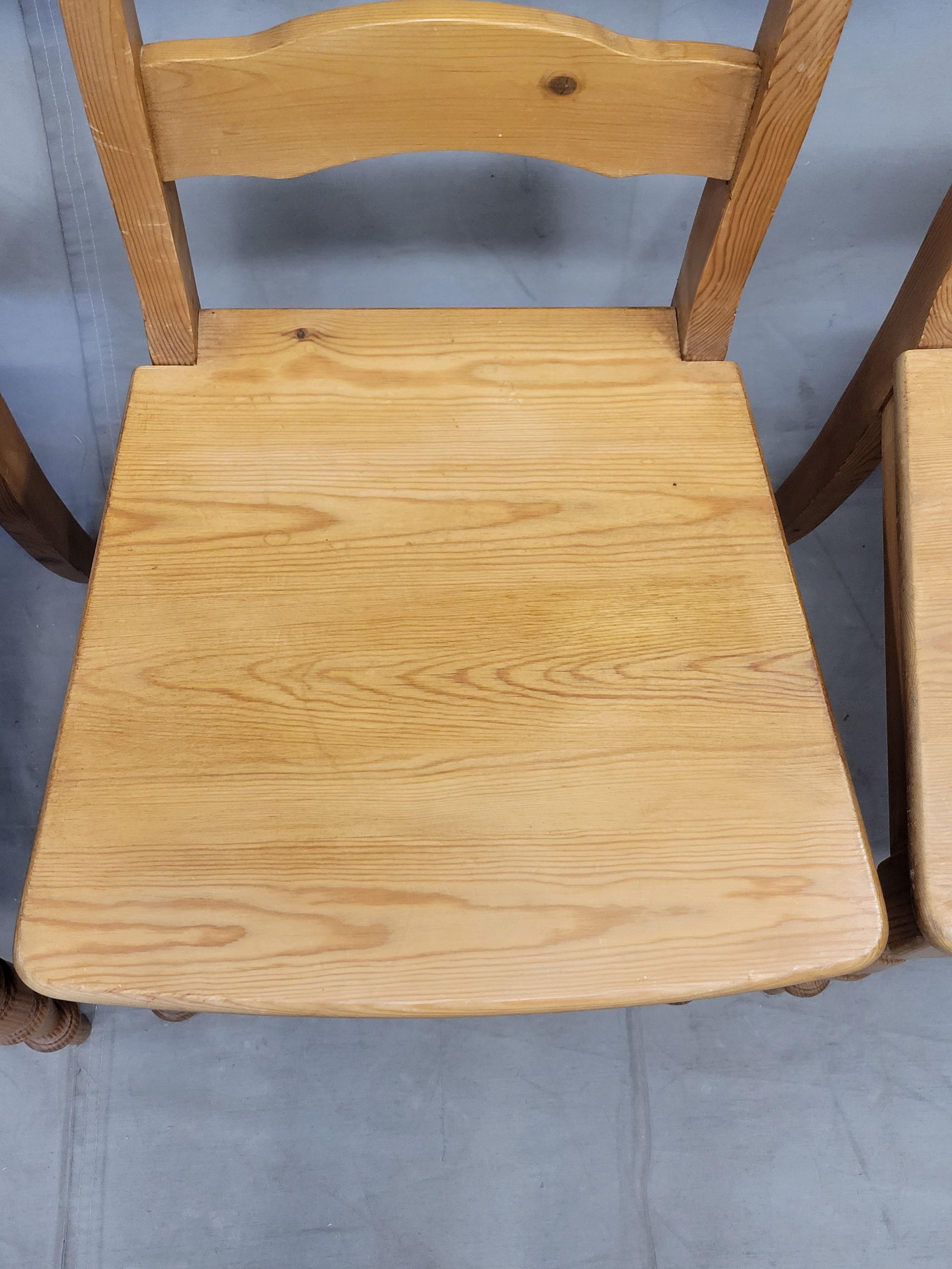 Vintage Swedish Pine Farmhouse Dining Chairs, Set of 6 For Sale 8