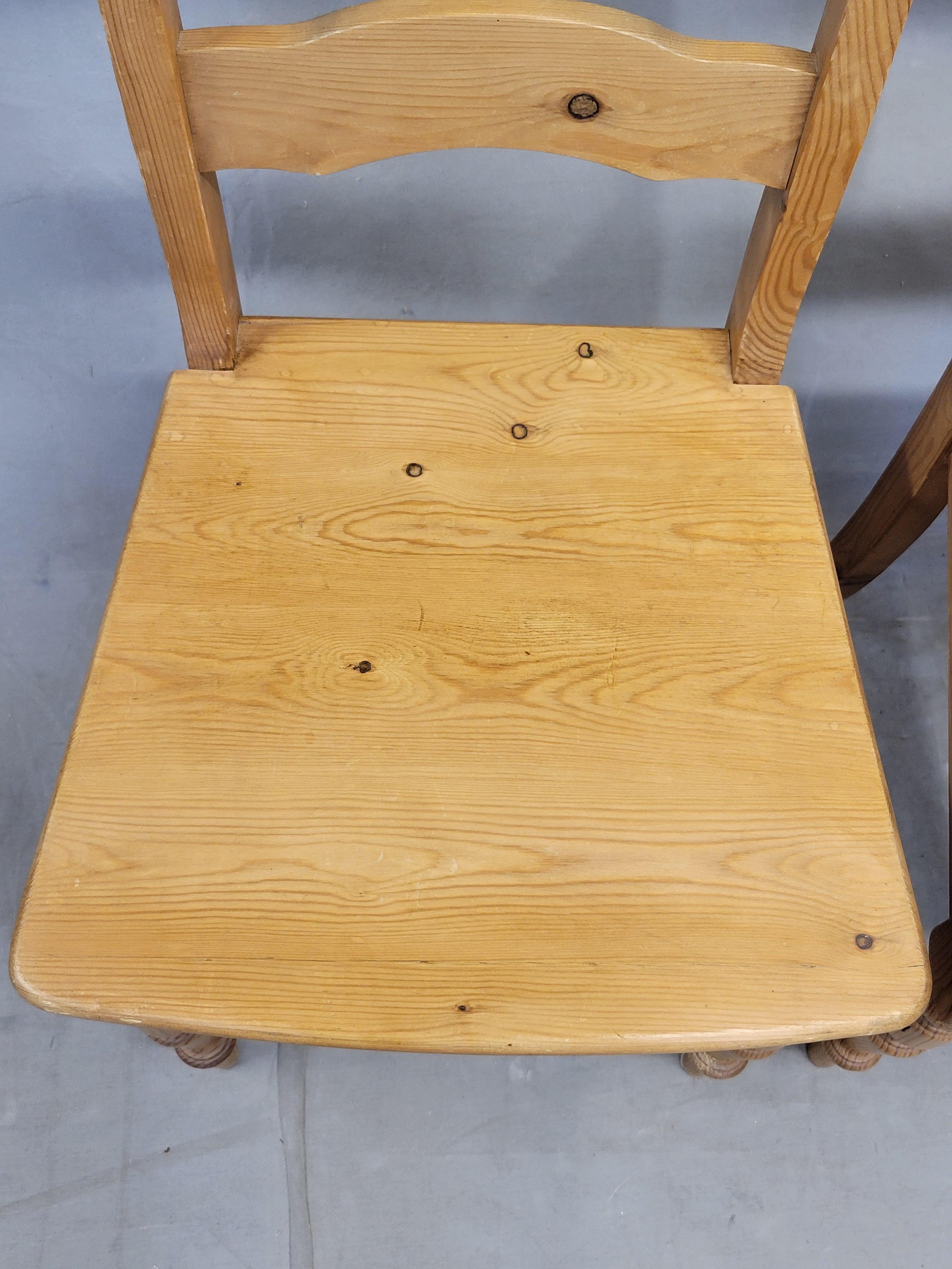 Vintage Swedish Pine Farmhouse Dining Chairs, Set of 6 For Sale 9