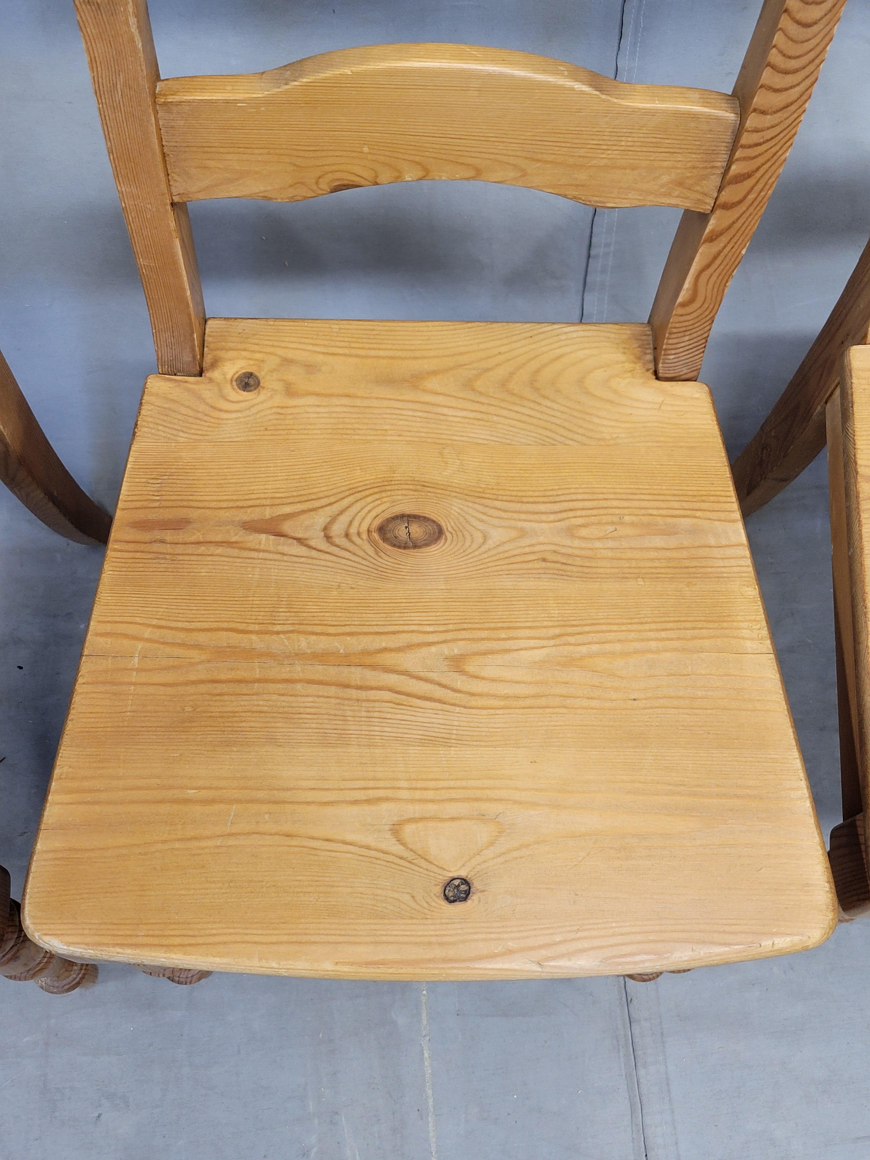 Vintage Swedish Pine Farmhouse Dining Chairs, Set of 6 For Sale 10