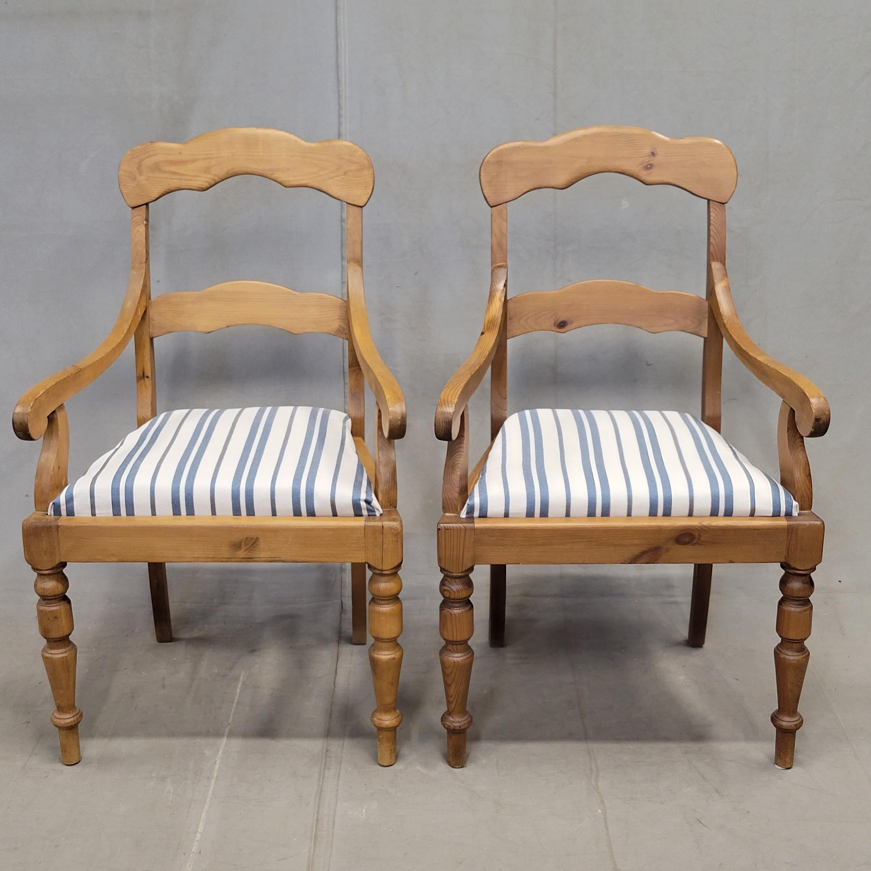 Gustavian Vintage Swedish Pine Farmhouse Dining Chairs, Set of 6 For Sale