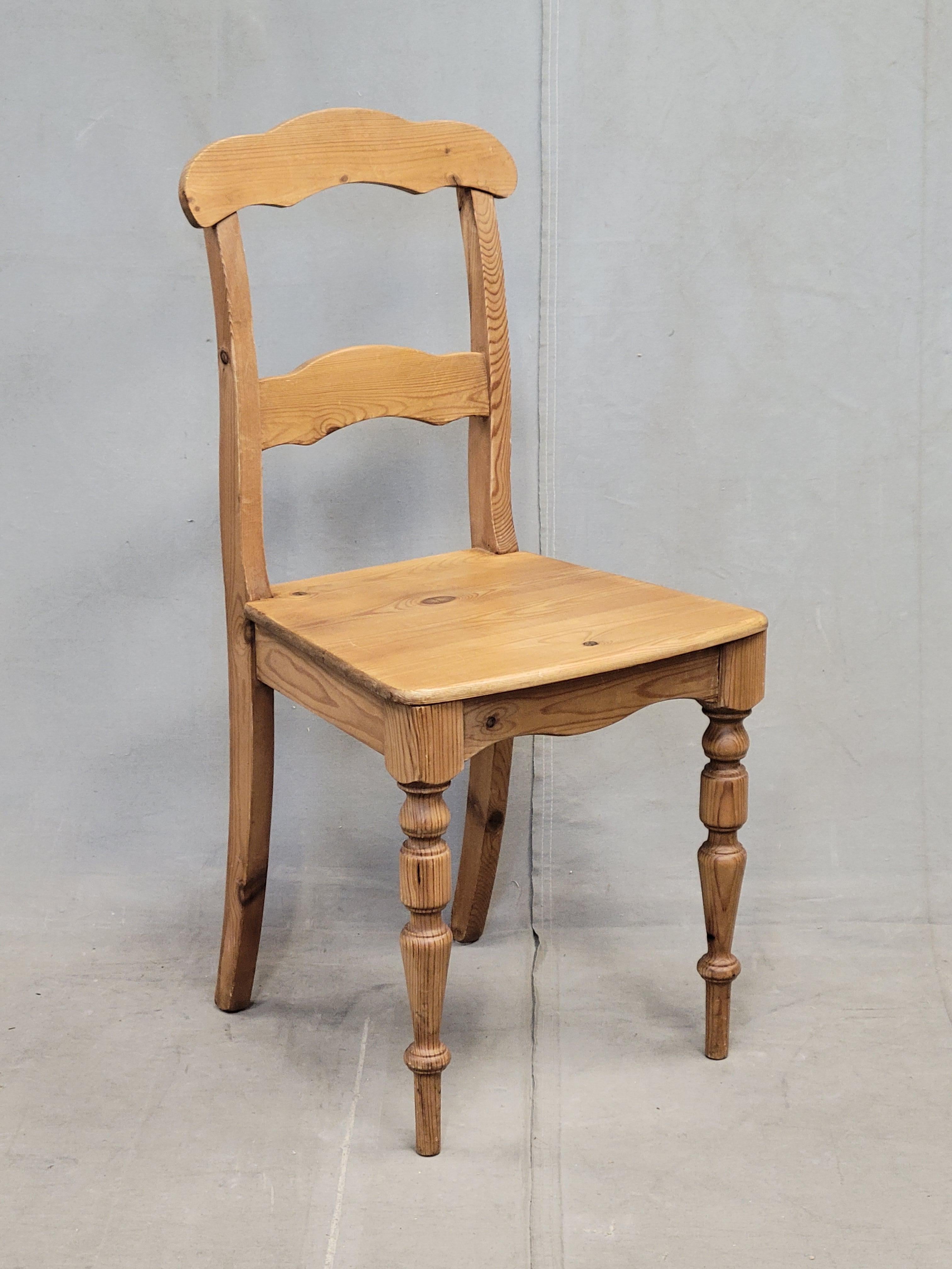 Hand-Crafted Vintage Swedish Pine Farmhouse Dining Chairs, Set of 6 For Sale
