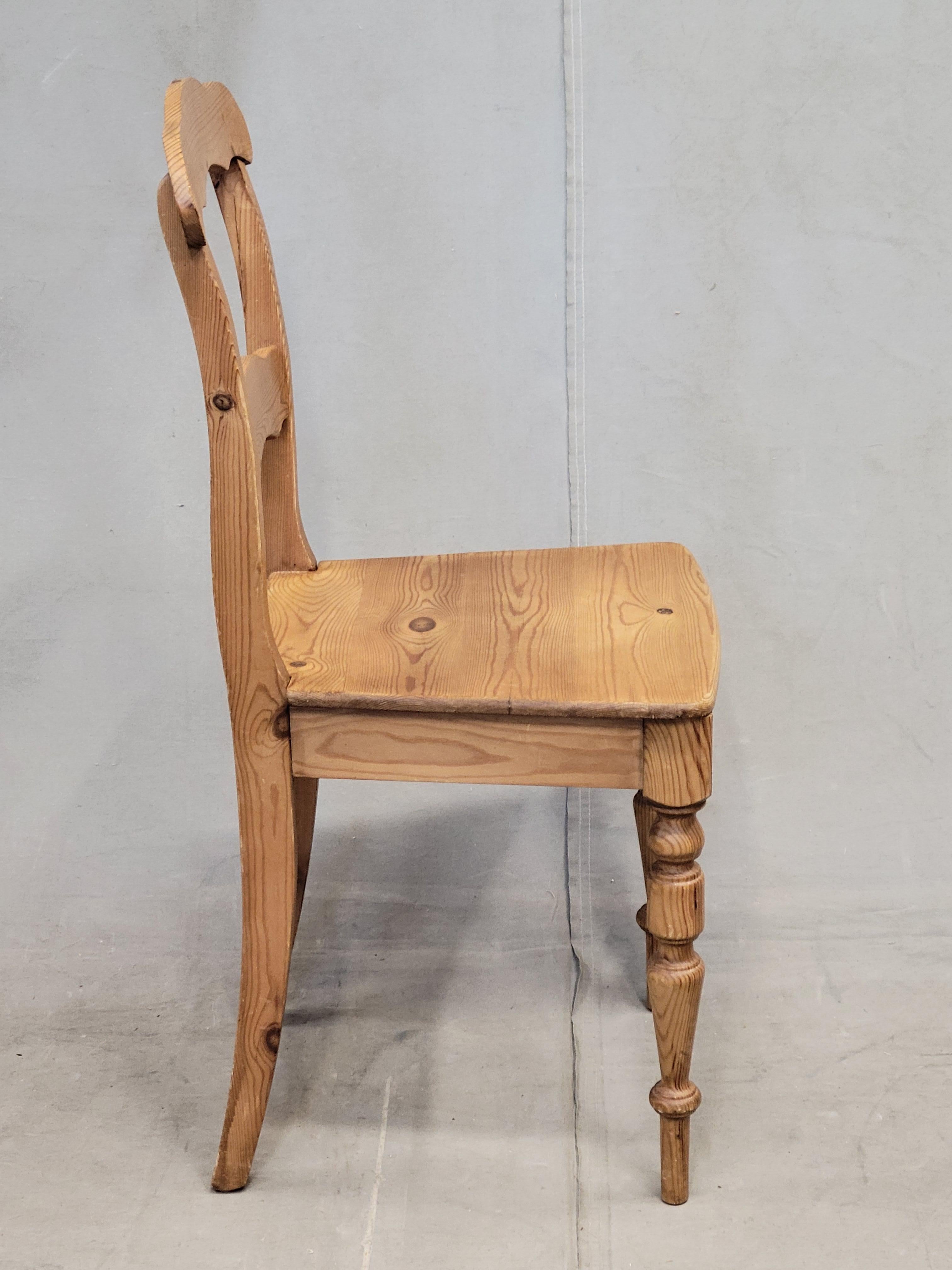 20th Century Vintage Swedish Pine Farmhouse Dining Chairs, Set of 6 For Sale