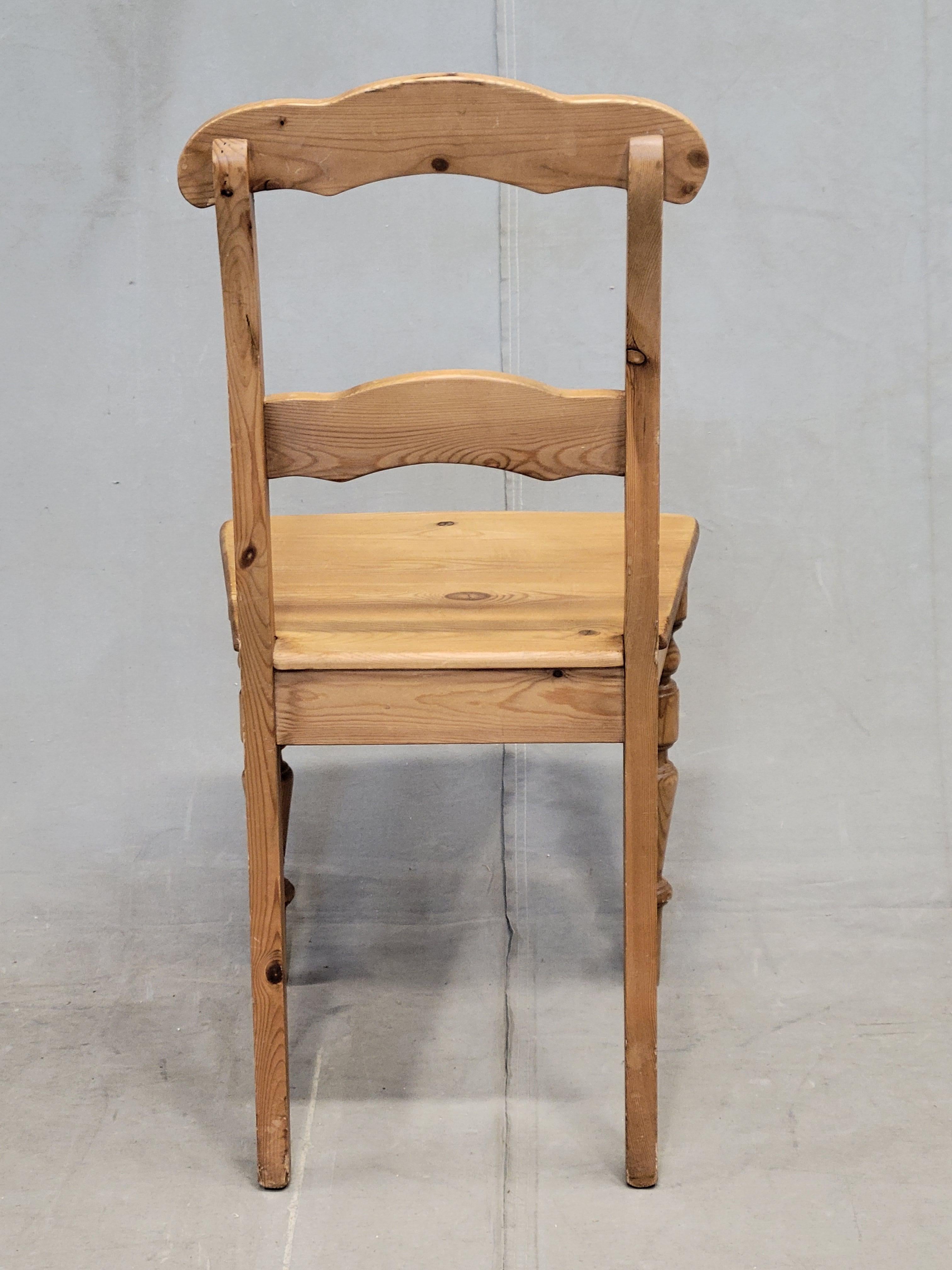Vintage Swedish Pine Farmhouse Dining Chairs, Set of 6 For Sale 1