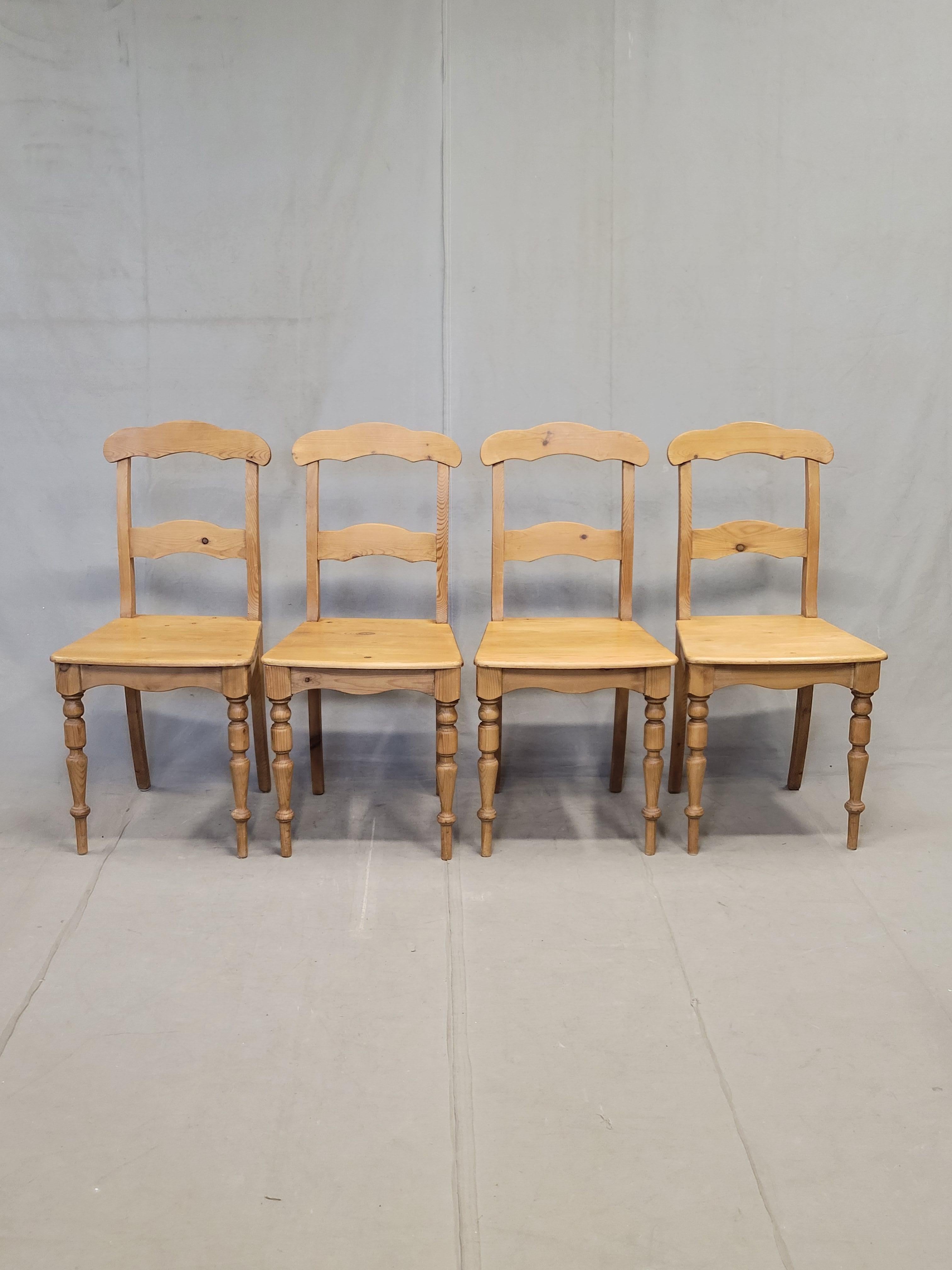 Vintage Swedish Pine Farmhouse Dining Chairs, Set of 6 For Sale 2