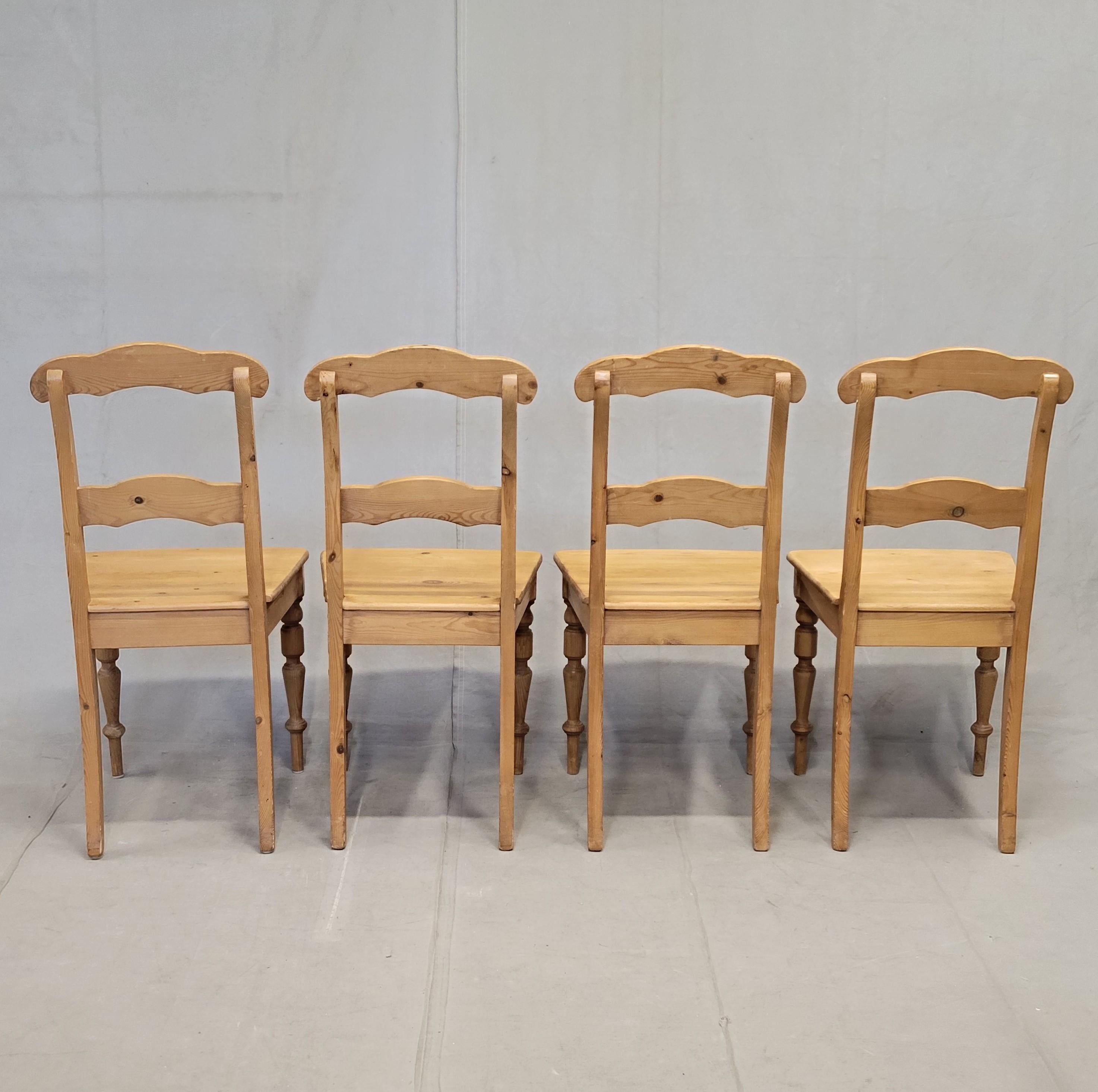 Vintage Swedish Pine Farmhouse Dining Chairs, Set of 6 For Sale 3