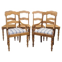 Vintage Swedish Pine Farmhouse Dining Chairs, Set of 6