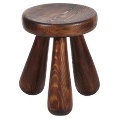 Vintage Swedish Pine Wood Tripod Stool, 20th Century