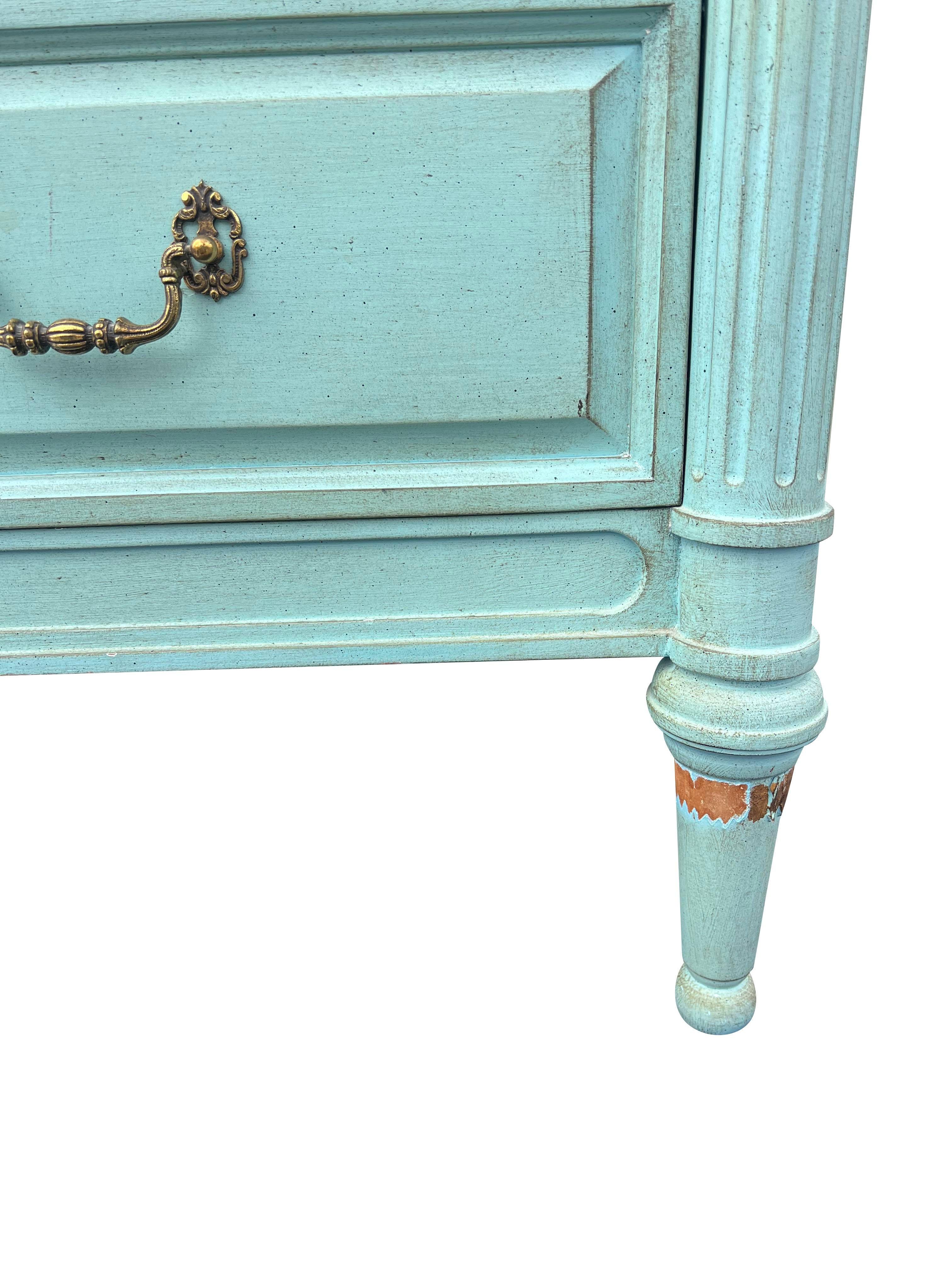 Vintage Swedish Provincial Dresser in French Blue With Gold Hardware 5