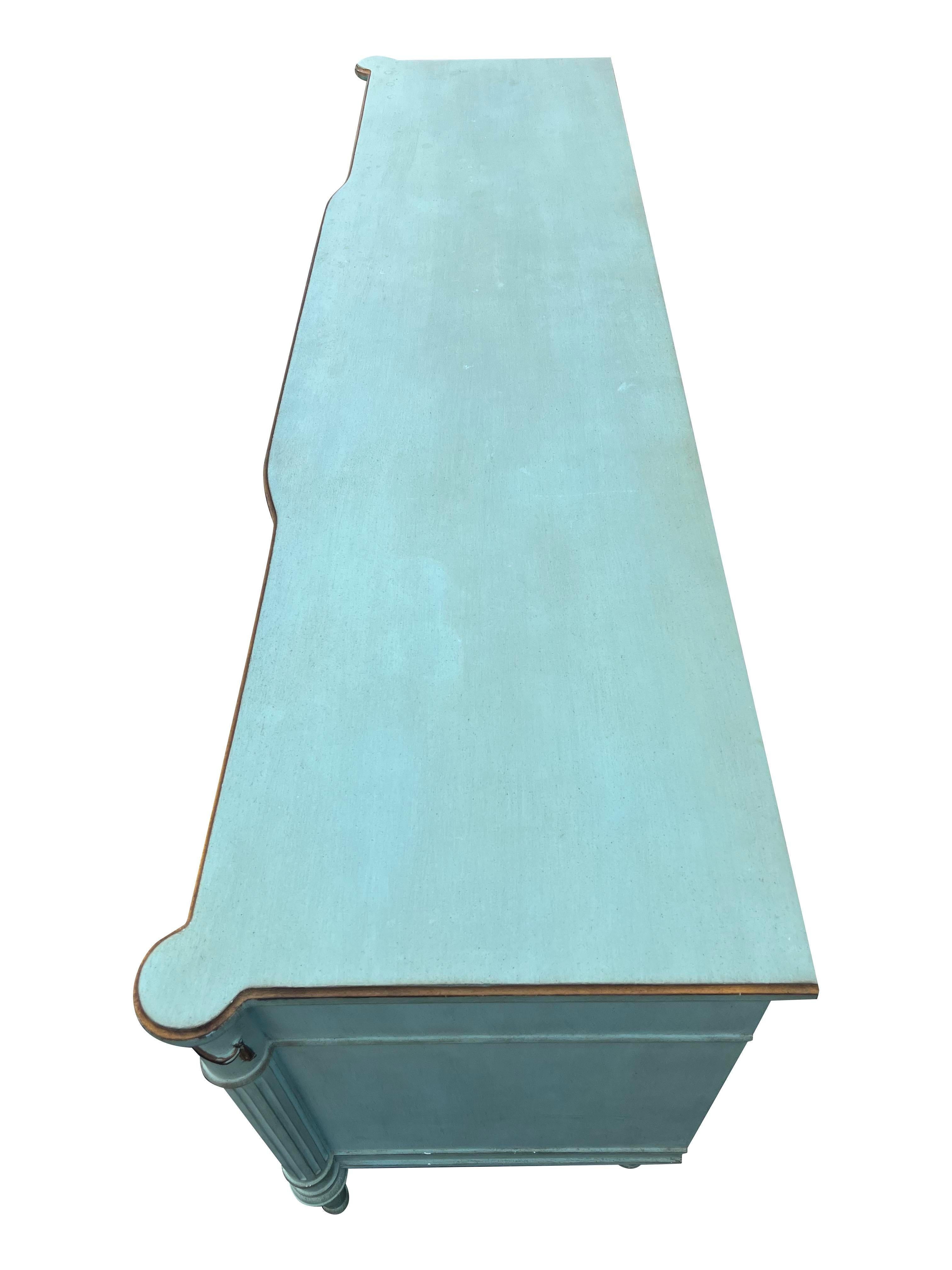 Vintage Swedish Provincial Dresser in French Blue With Gold Hardware 2