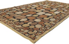 Vintage Swedish Relief Halv-Flossa Rug with Cobblestone Biophilic Design