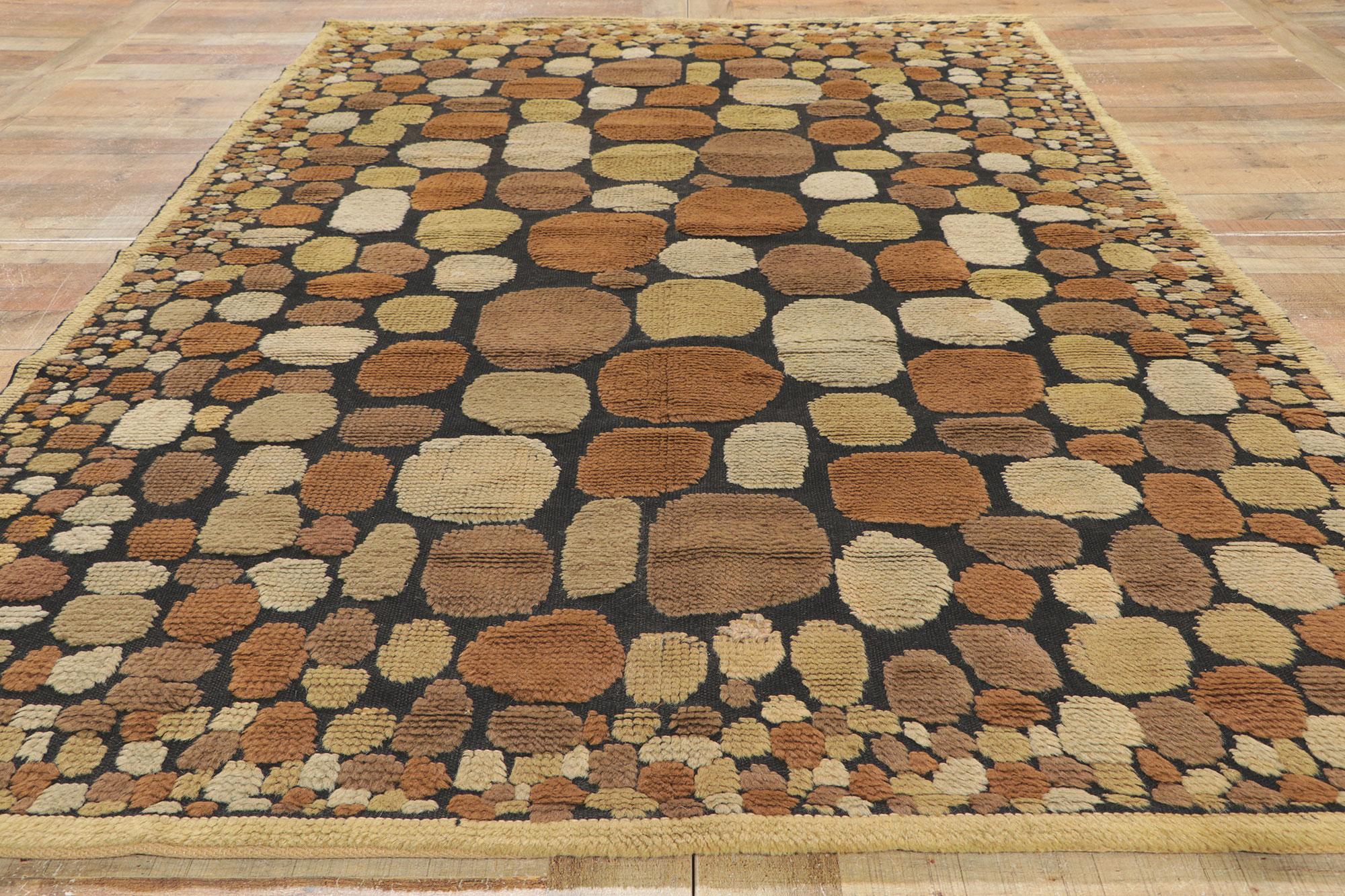 Vintage Swedish Relief Halv-Flossa Rug with Cobblestone Biophilic Design For Sale 1