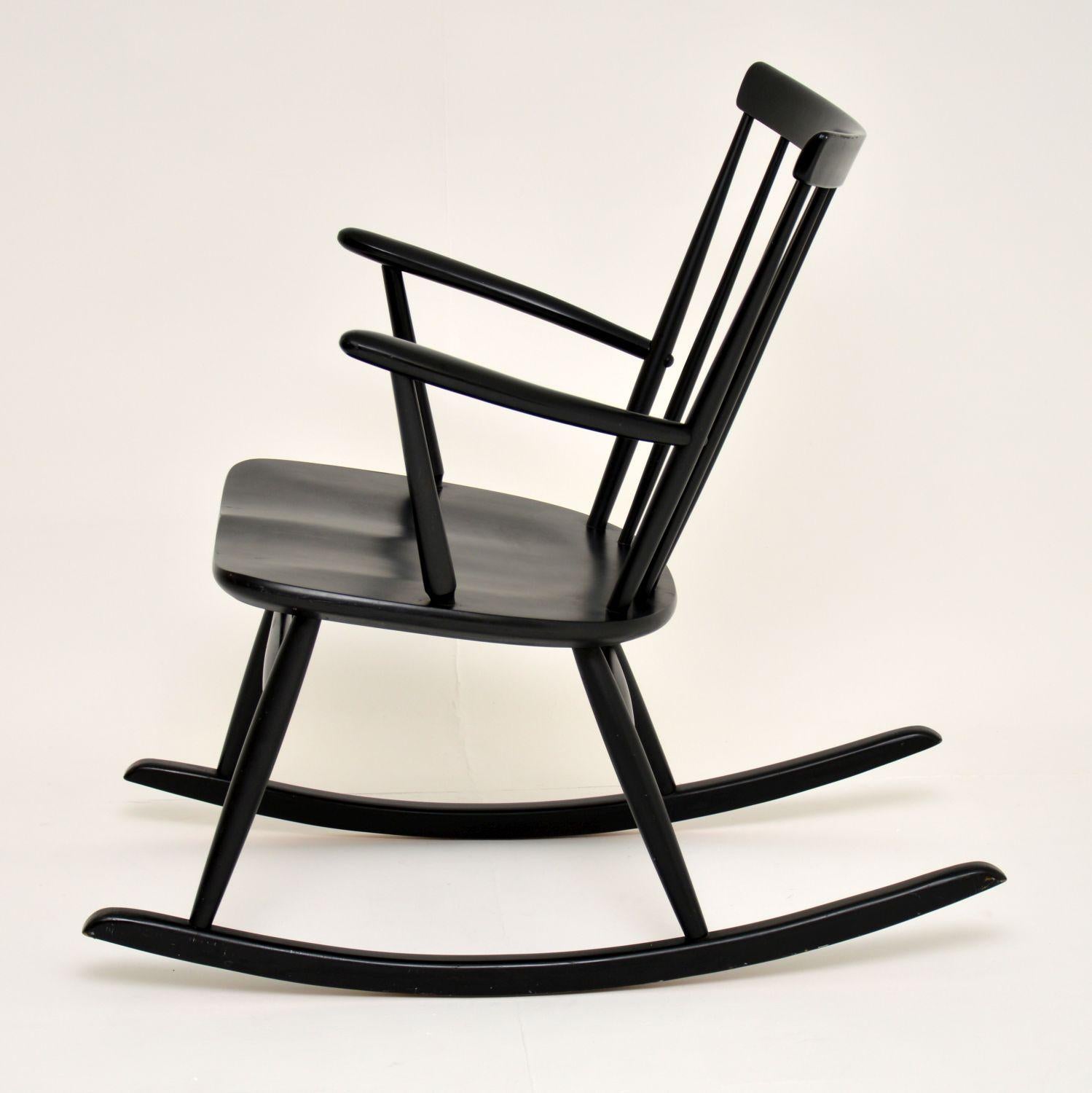 Painted Vintage Swedish Rocking Chair by Roland Rainer for Hagafors For Sale
