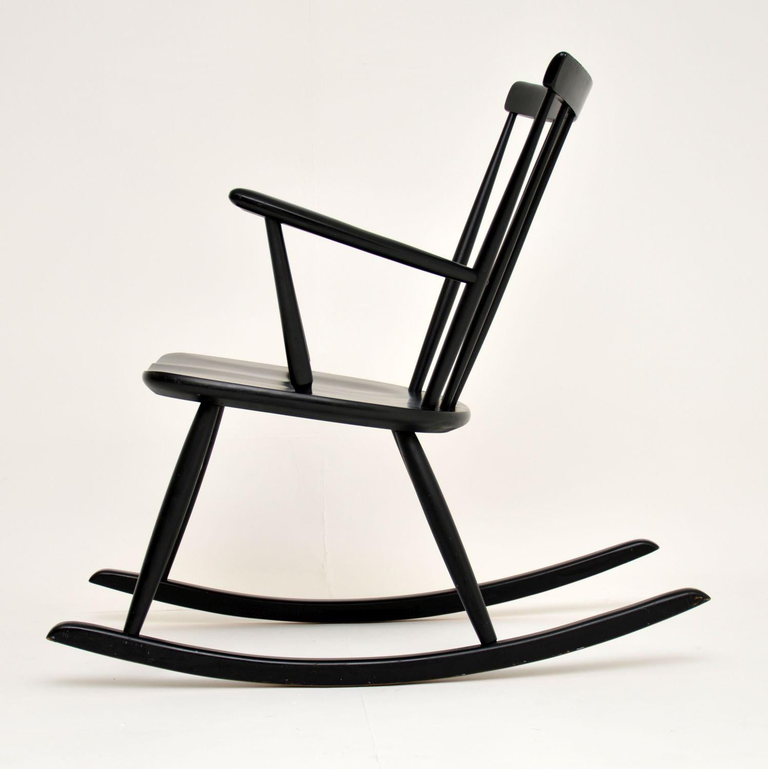 Vintage Swedish Rocking Chair by Roland Rainer for Hagafors In Good Condition For Sale In London, GB