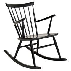 Sedia a dondolo svedese vintage di Roland Rainer per Hagafors