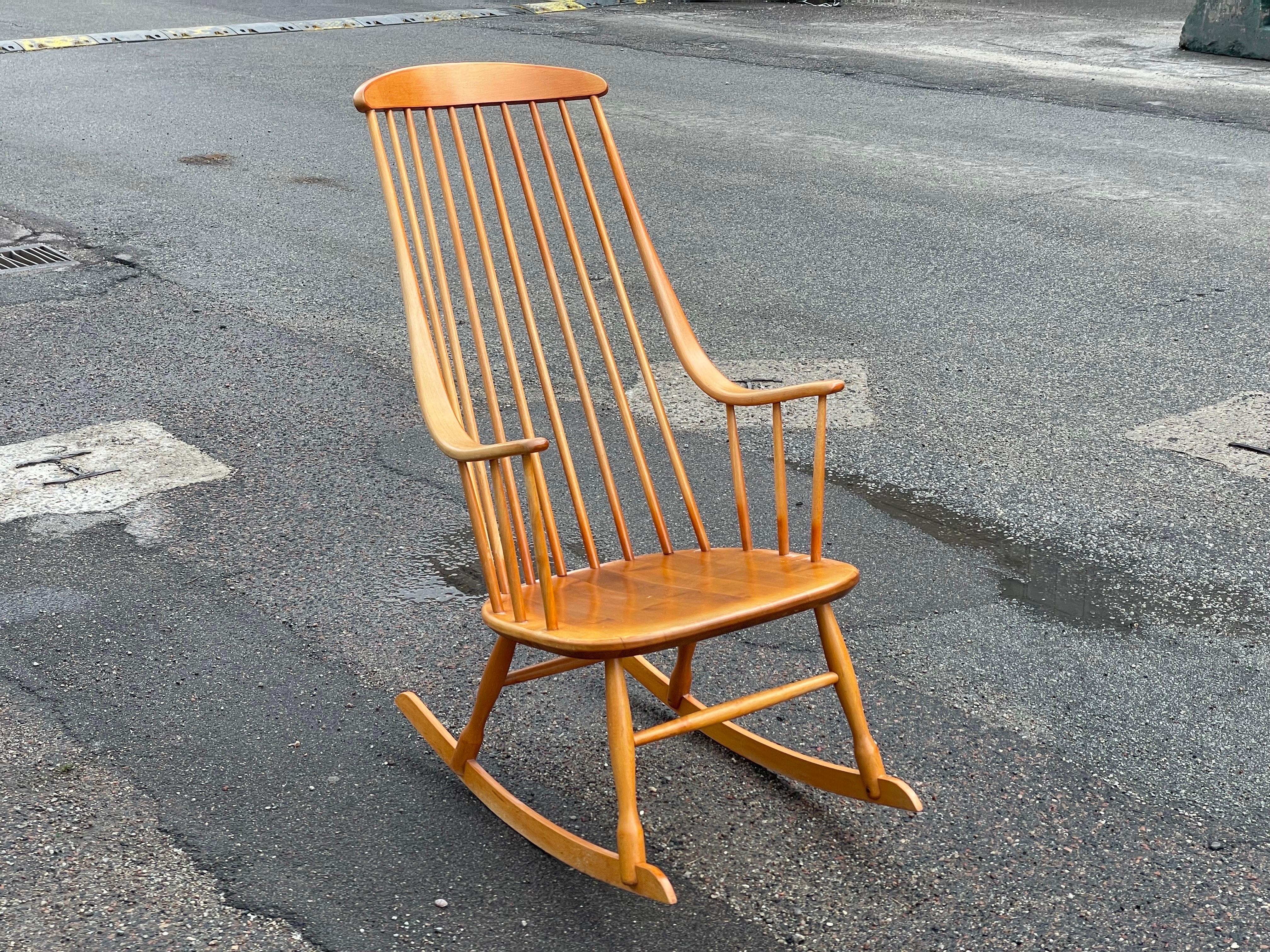 Mid-Century Modern Vintage Swedish Rocking Chair `Grandessa´ by Lena Larsson for Nesto 1960´s For Sale