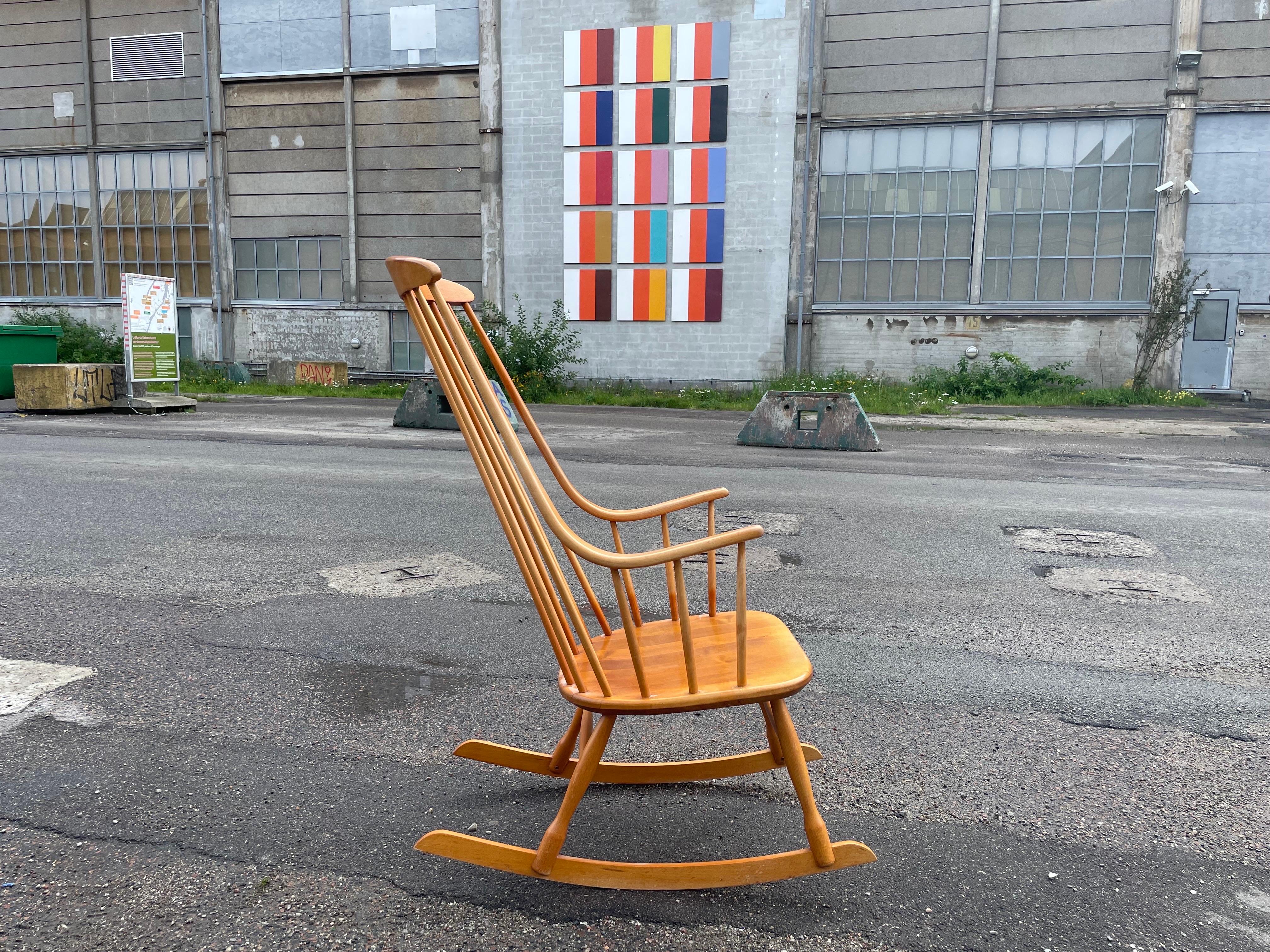 Beech Vintage Swedish Rocking Chair `Grandessa´ by Lena Larsson for Nesto 1960´s For Sale