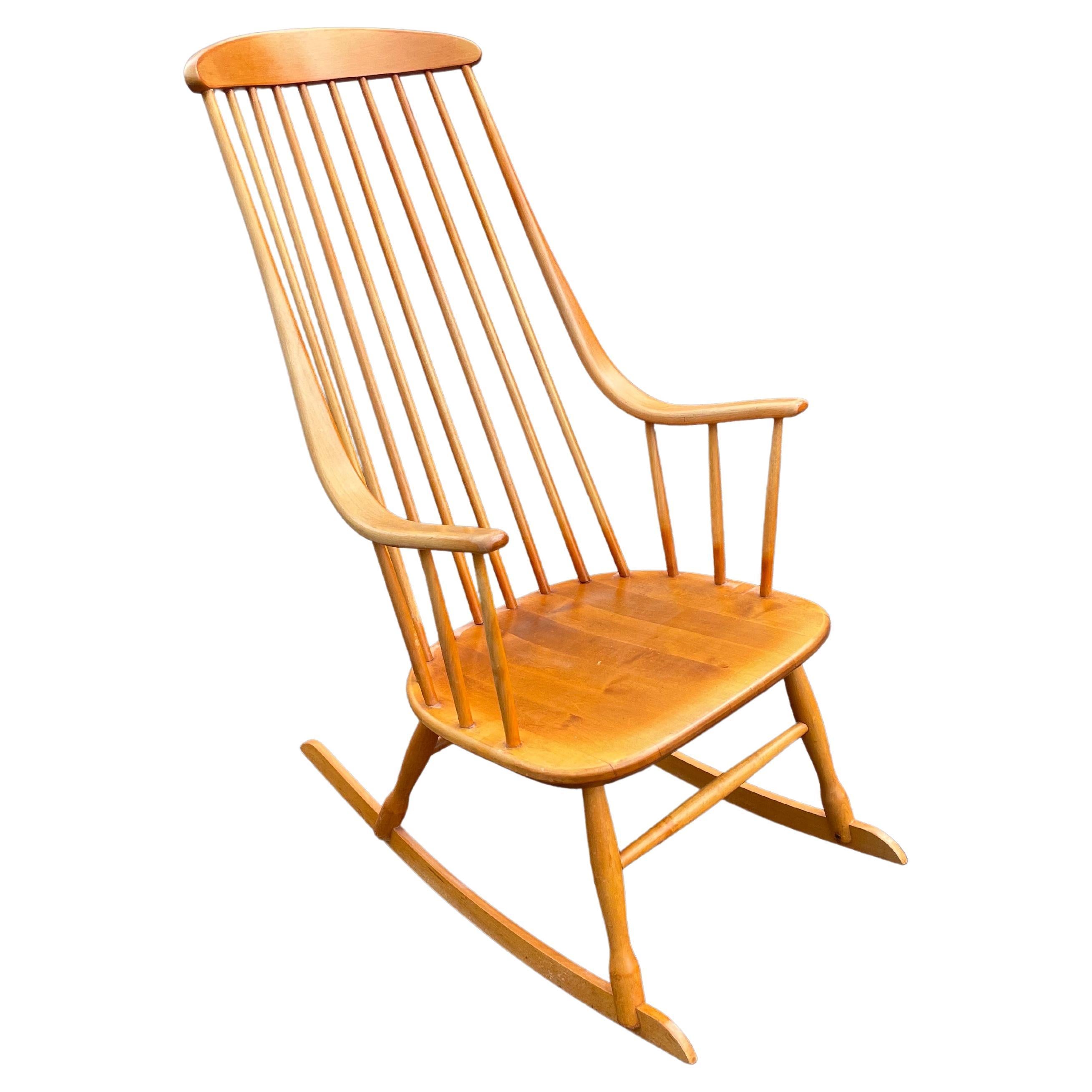 Vintage Swedish Rocking Chair `Grandessa´ by Lena Larsson for Nesto 1960´s For Sale