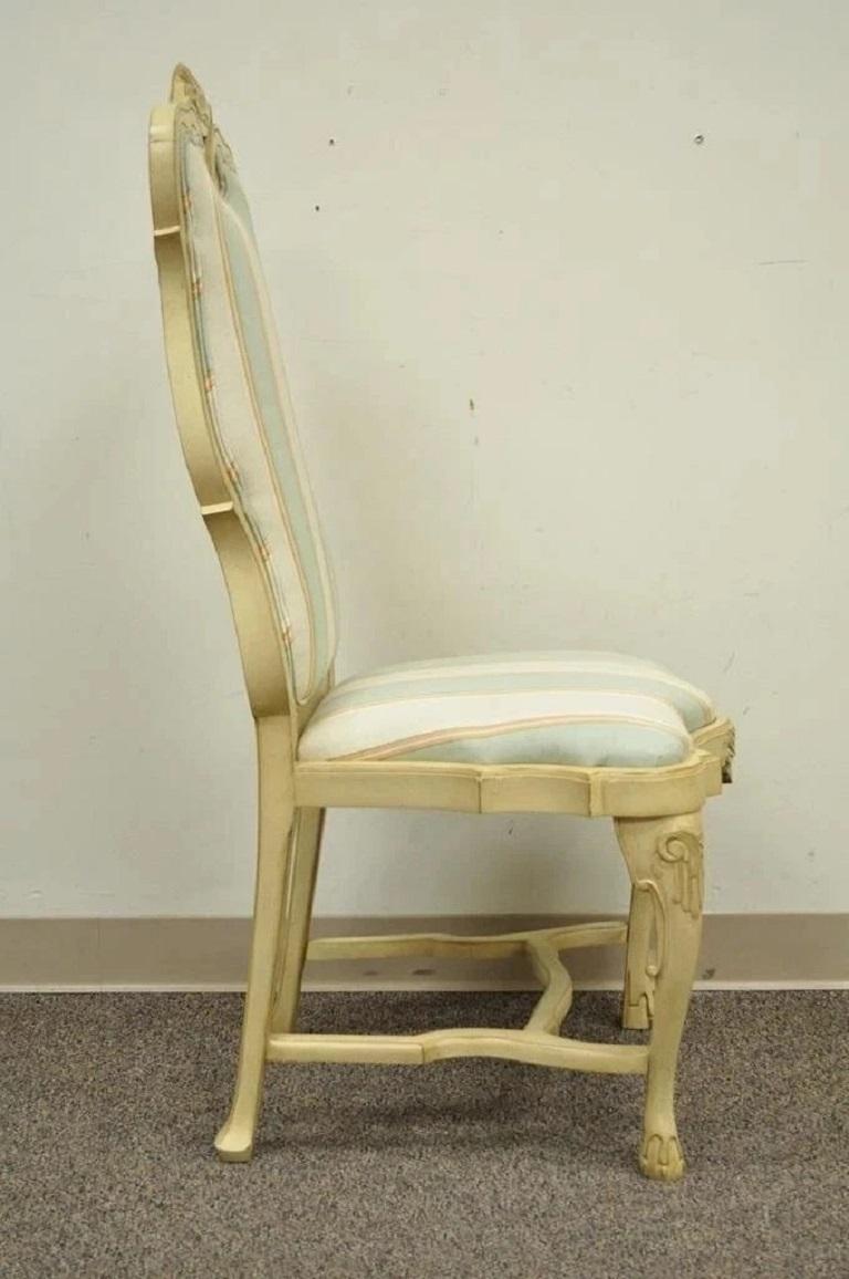 Vintage Swedish Rococo Italian Baroque Shell Carved Cream Painted Side Chair (Chaise d'appoint suédoise rococo italienne baroque à coquille peinte en crème) en vente 4