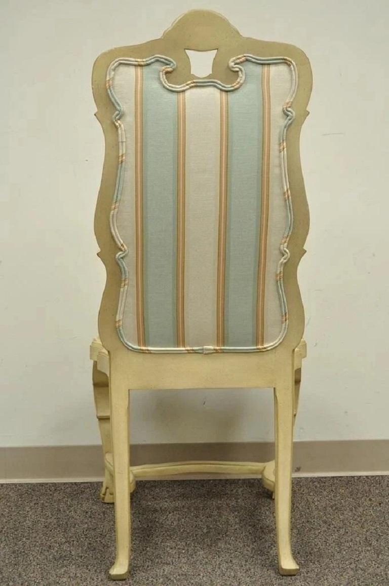 Vintage Swedish Rococo Italian Baroque Shell Carved Cream Painted Side Chair (Chaise d'appoint suédoise rococo italienne baroque à coquille peinte en crème) en vente 2