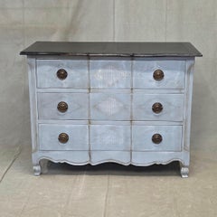 Vintage Swedish Rococo Style Chest of Three Drawers With Brass Hardware