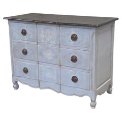 Vintage Swedish Rococo Style Chest of Three Drawers With Brass Hardware